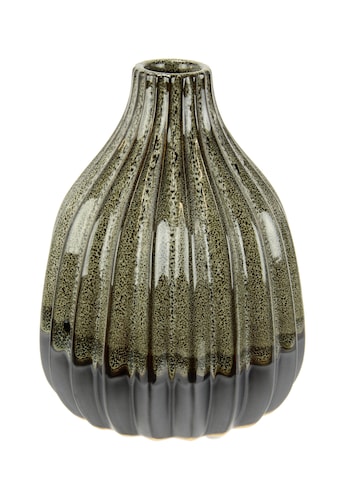 Dekovase »Vase aus Keramik, geriffelt, bauchig, matt glänzend«, (1 St.)