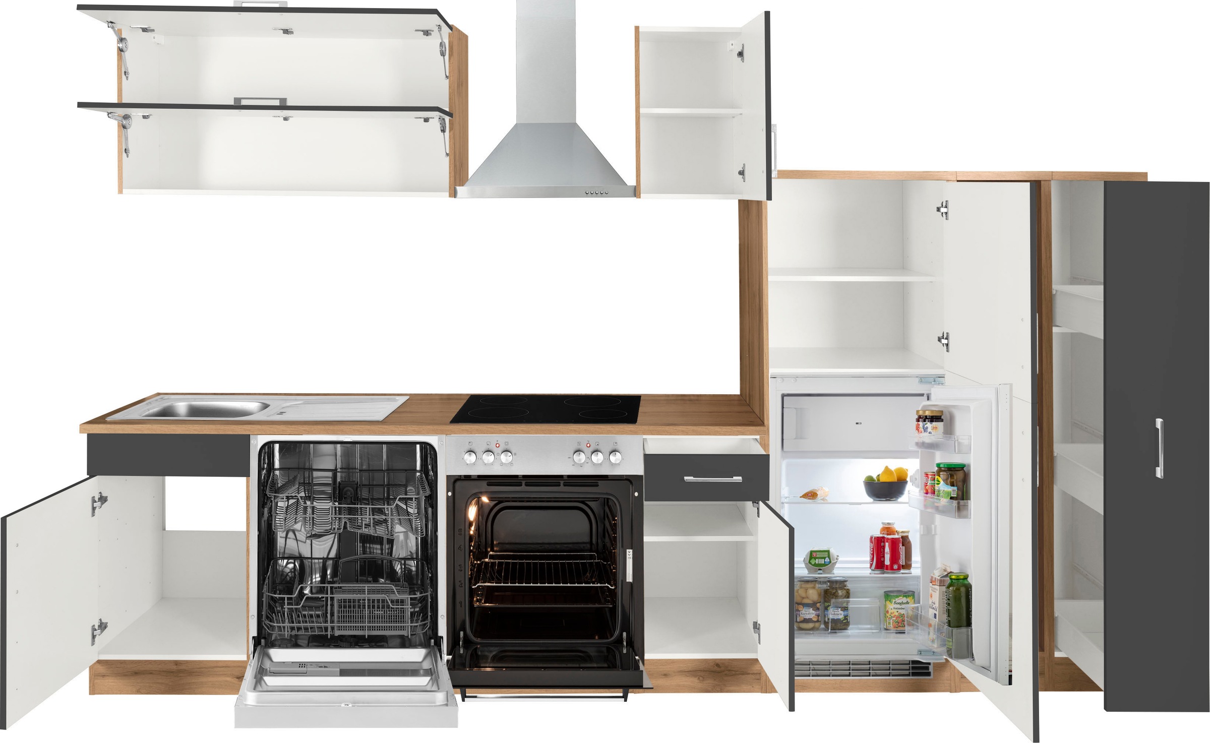 KOCHSTATION Küchenzeile »KS-Colmar«, mit E-Geräten, Breite 330 cm