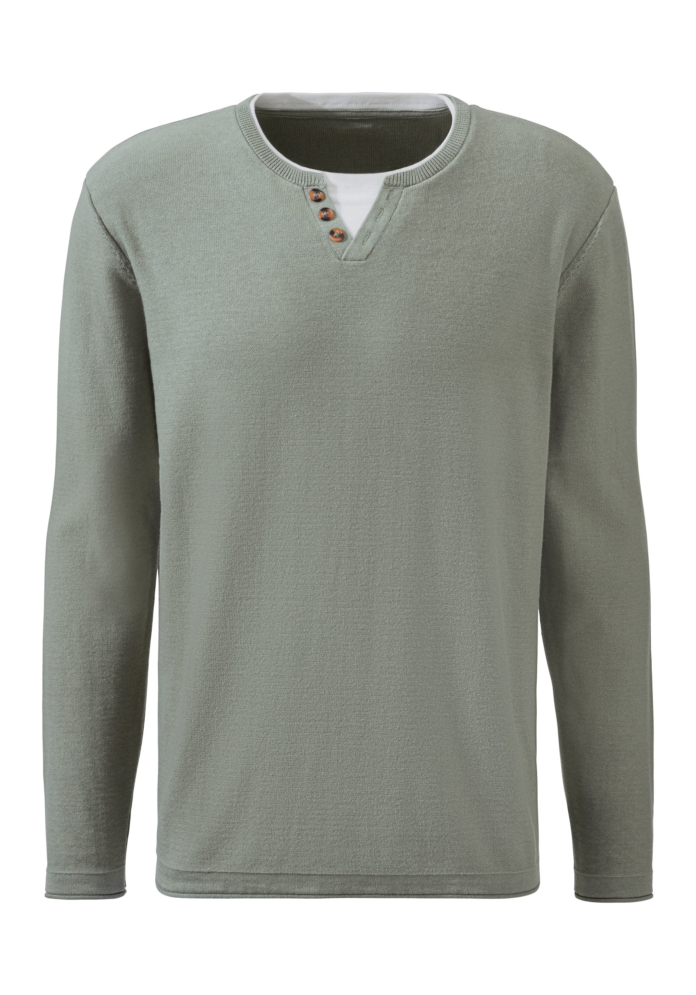 H.I.S Strickpullover, Pullover mit hochwertiger Halslochverarbeitung in double-layer Optik
