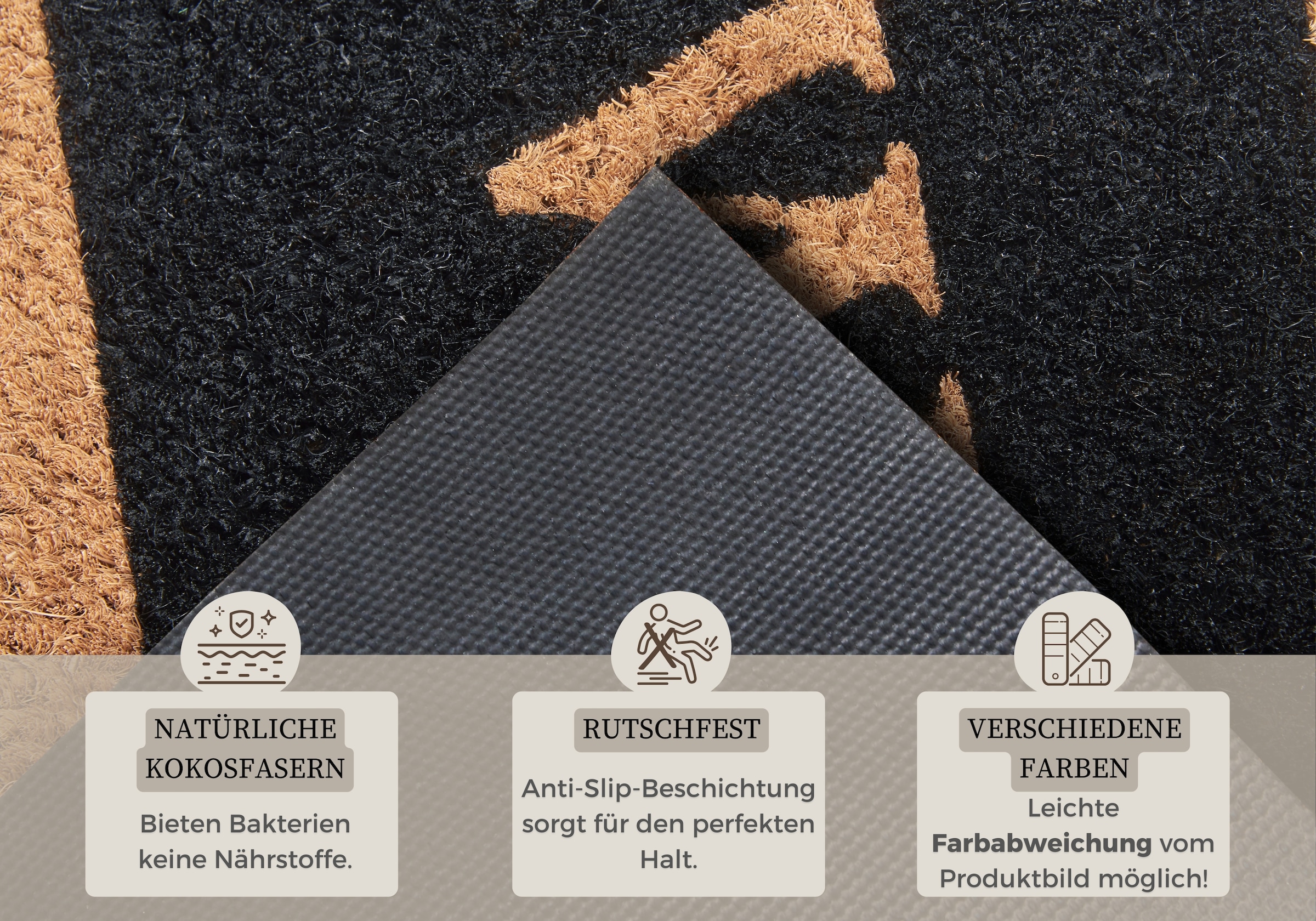 HANSE Home Fußmatte »Mix Mats Kokos Welcome Border, Türmatte«, rechteckig, 15 mm Höhe, Kokos, Schmutzfangmatte, Outdoor, Rutschfest, Innen, Kokosmatte, Flur