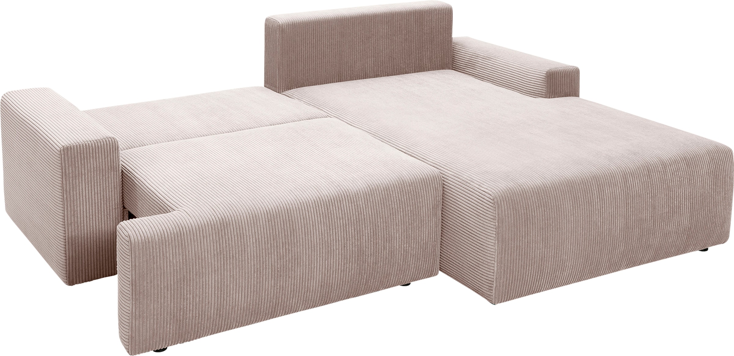 exxpo - sofa fashion Ecksofa »Orinoko, aktuelles Design und hoher Sitzkomfort, L-Form«, inkl. Bettfunktion und Bettkasten, schöne Farben im angesagten Cord