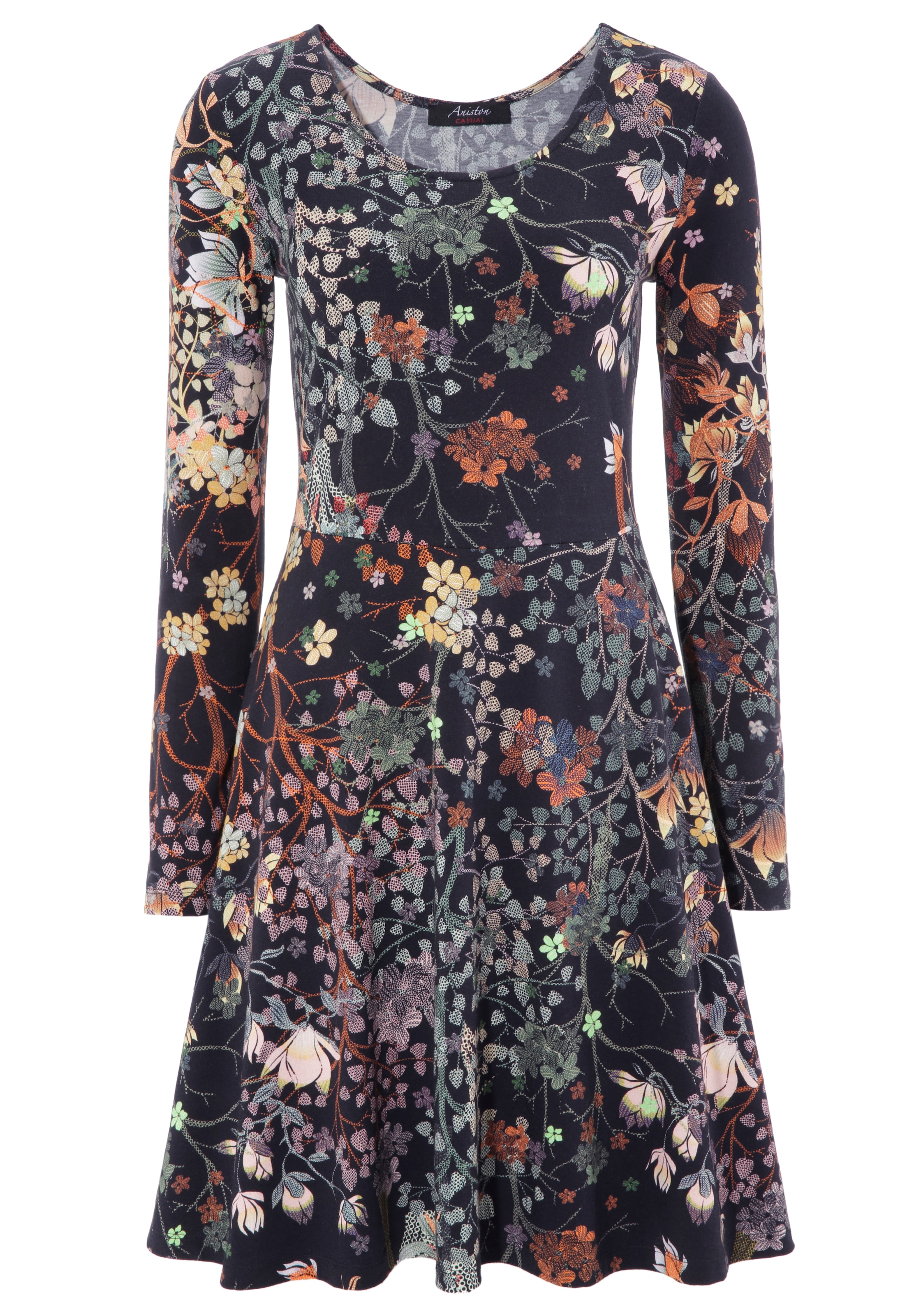 Aniston CASUAL Schwarz mit Online-Shop oder in bestellen Blumendruck im uni Jerseykleid