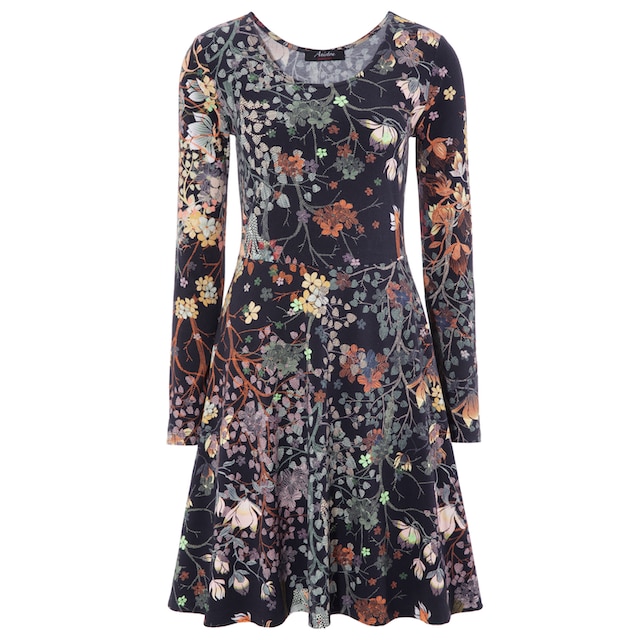 Aniston CASUAL Jerseykleid, mit Blumendruck oder in uni Schwarz im  Online-Shop bestellen