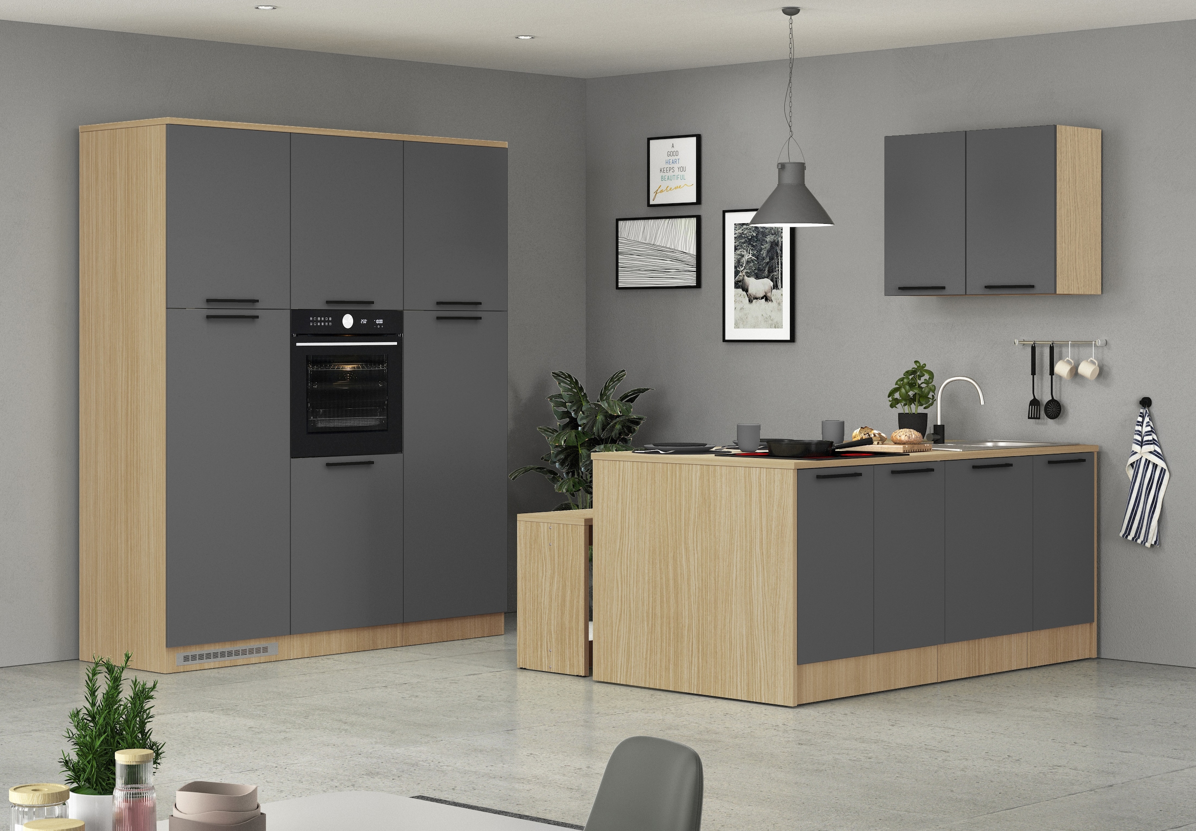 KOCHSTATION Kühlumbauschrank »Luna, Kühlschrank-Umbau, Einbauschrank für Kühlschrank, Made in Italy« B/T/H: 60×60×214,5 cm, für zwei Kühlschrankhöhen vorbereitet