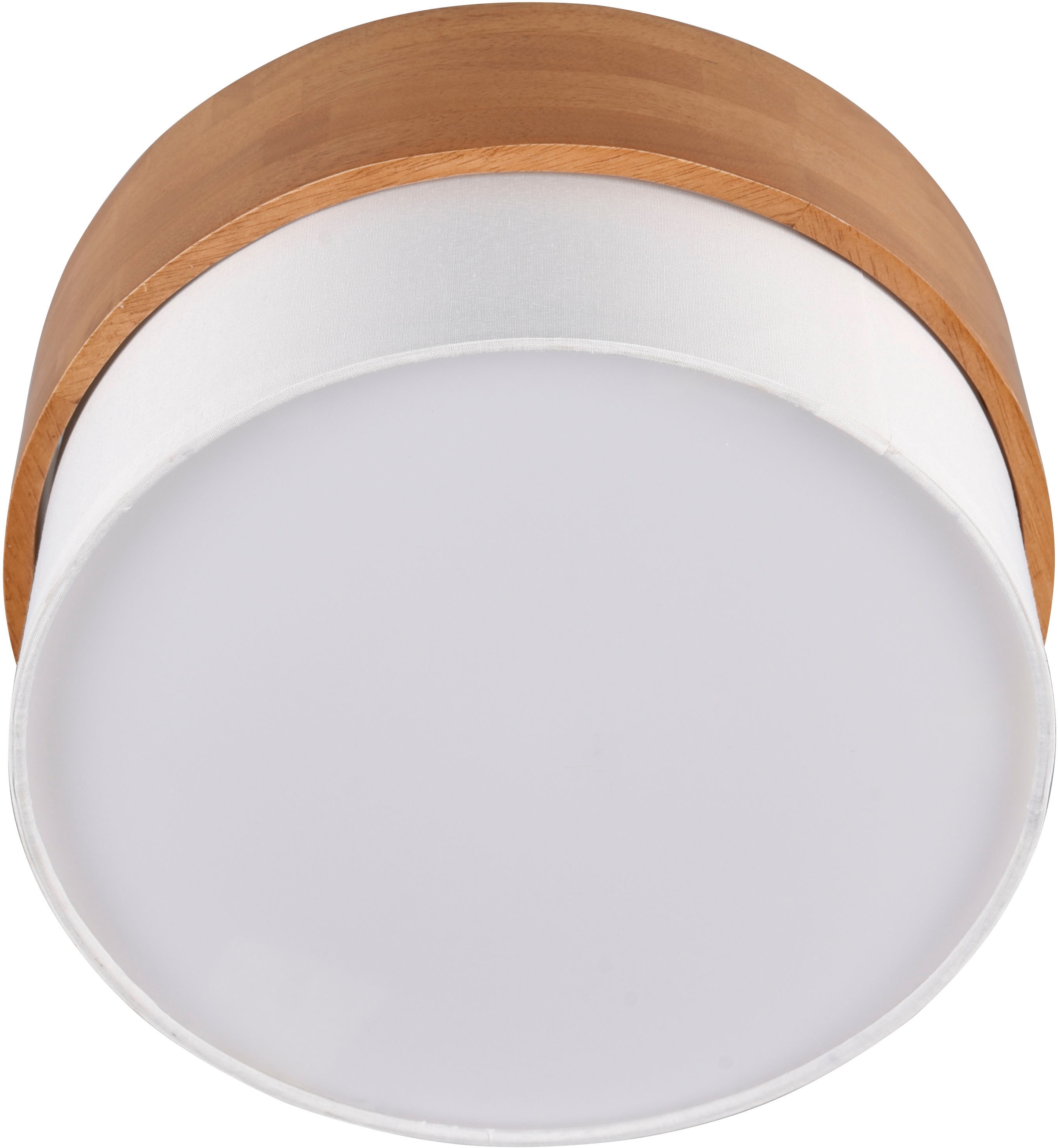 TRIO Leuchten Deckenleuchte »Seasons«, 2 flammig, Leuchtmittel E14 | ohne Leuchtmittel, Deckenlampe Holz mit Stoffschirm Ø30cm exkl 2xE14 max 40W