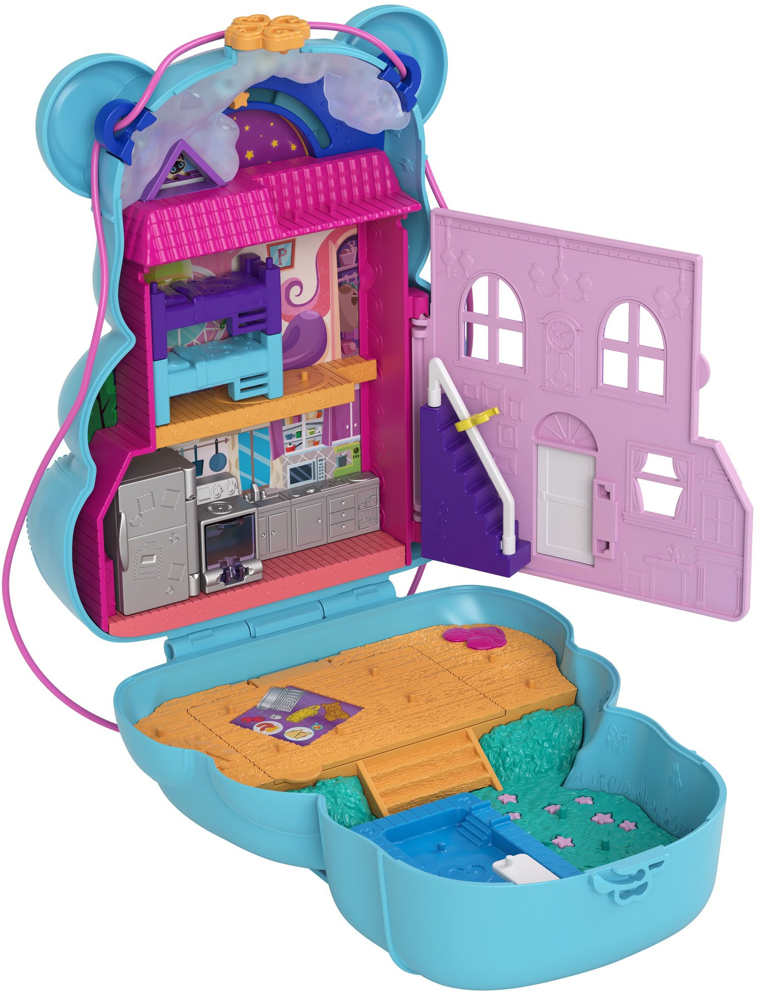 Polly Pocket Spielwelt »Sleepover Teddybär-Tasche«, mit 2 Figuren und Zubehör