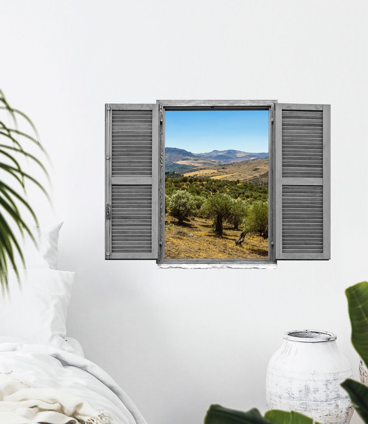 queence Wandtattoo »Landschaft von Olivenbäu«, (1 St.), Wandsticker, Wandbild, selbstklebend, 3D, Fenster