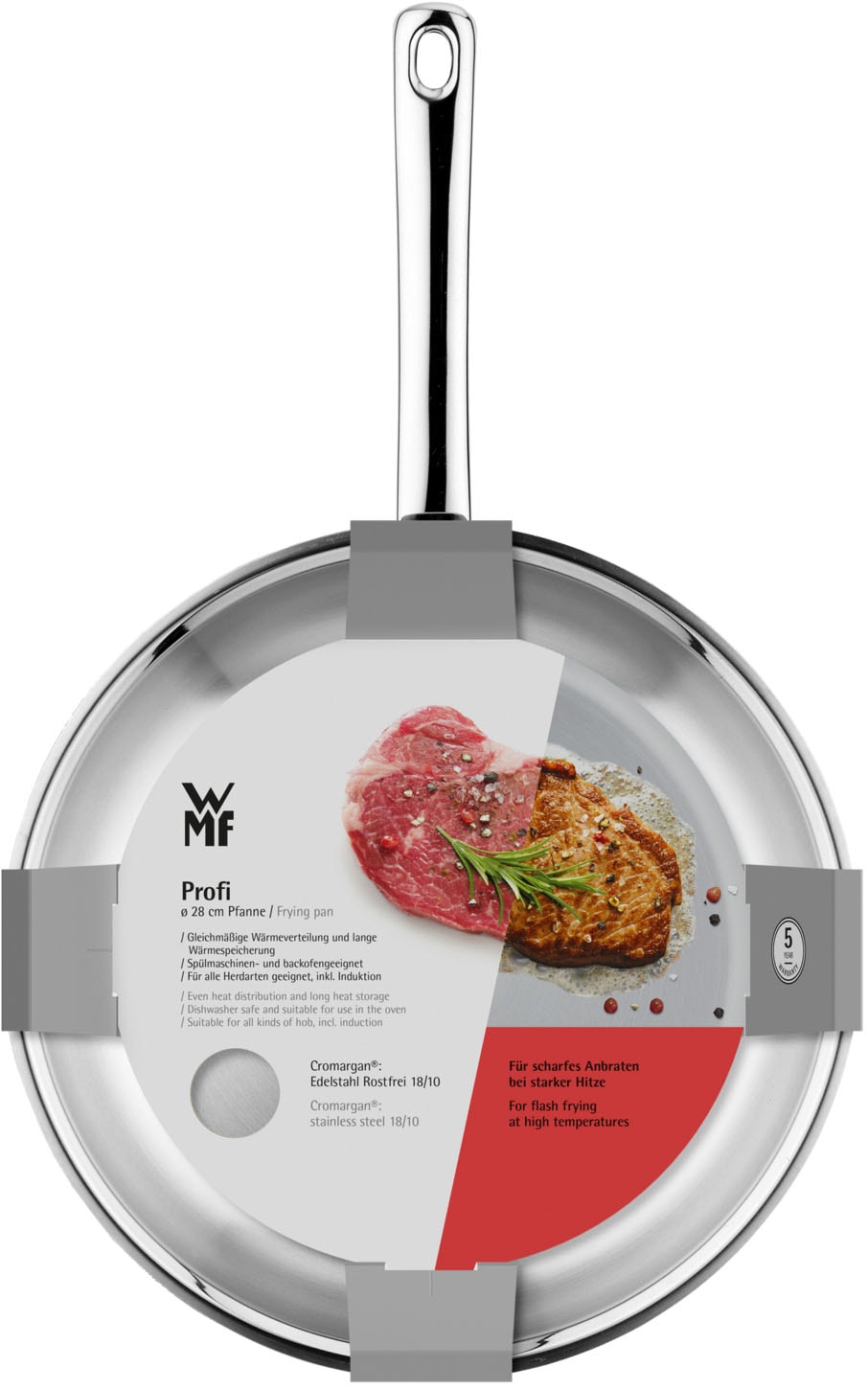 WMF Bratpfanne »Profi, induktionsgeeignet, unbeschichtet, ideal für scharfes Anbraten« Cromargan® Edelstahl Rostfrei 18/10 1 Stk. tlg. extrem strapazierfähig und langlebig, für alle Herdarten geeignet