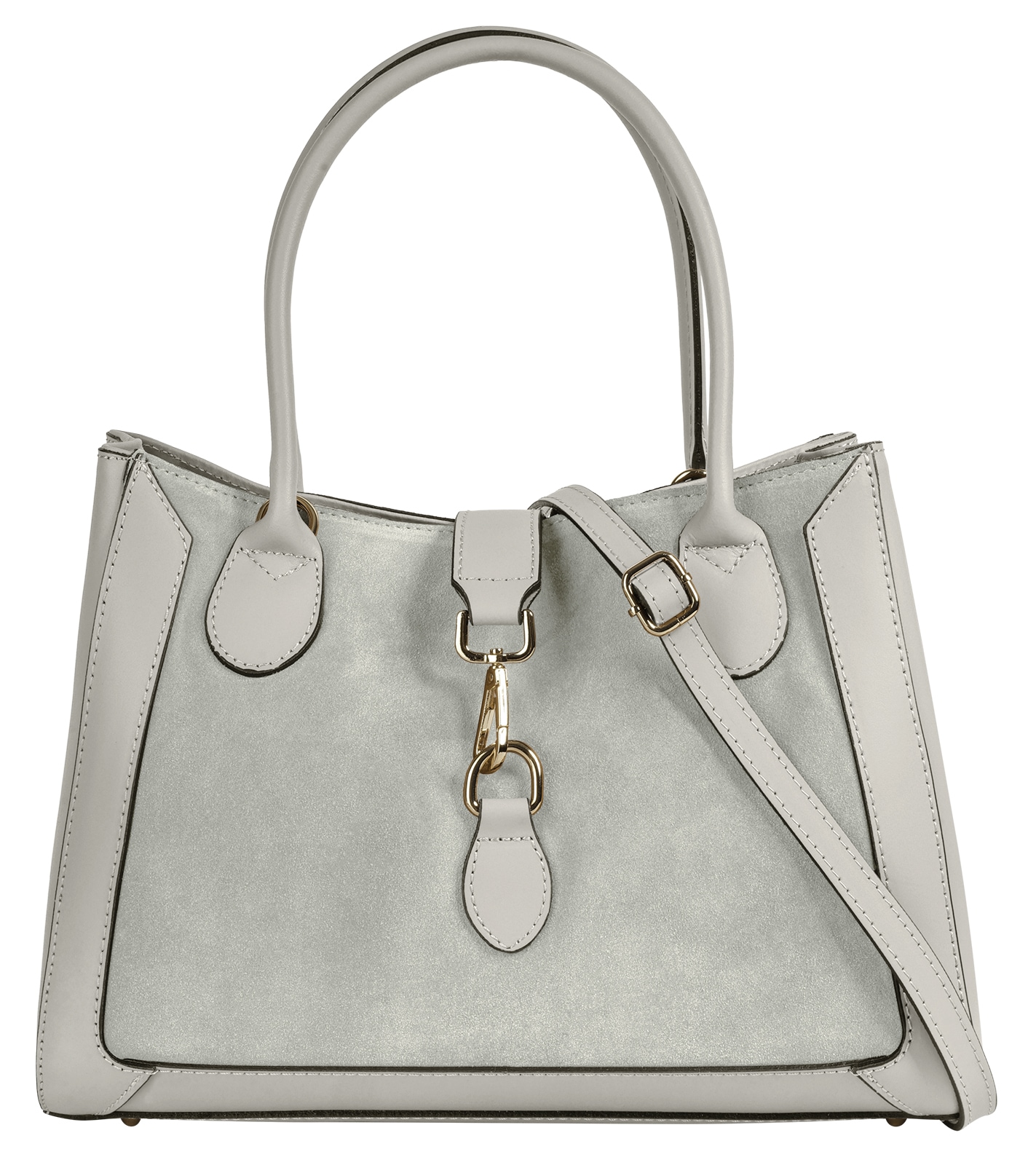 Shopper, echt Leder, Made in Italy, Gr. B/H/T: 34 cm x 27 cm x 15 cm onesize, grau