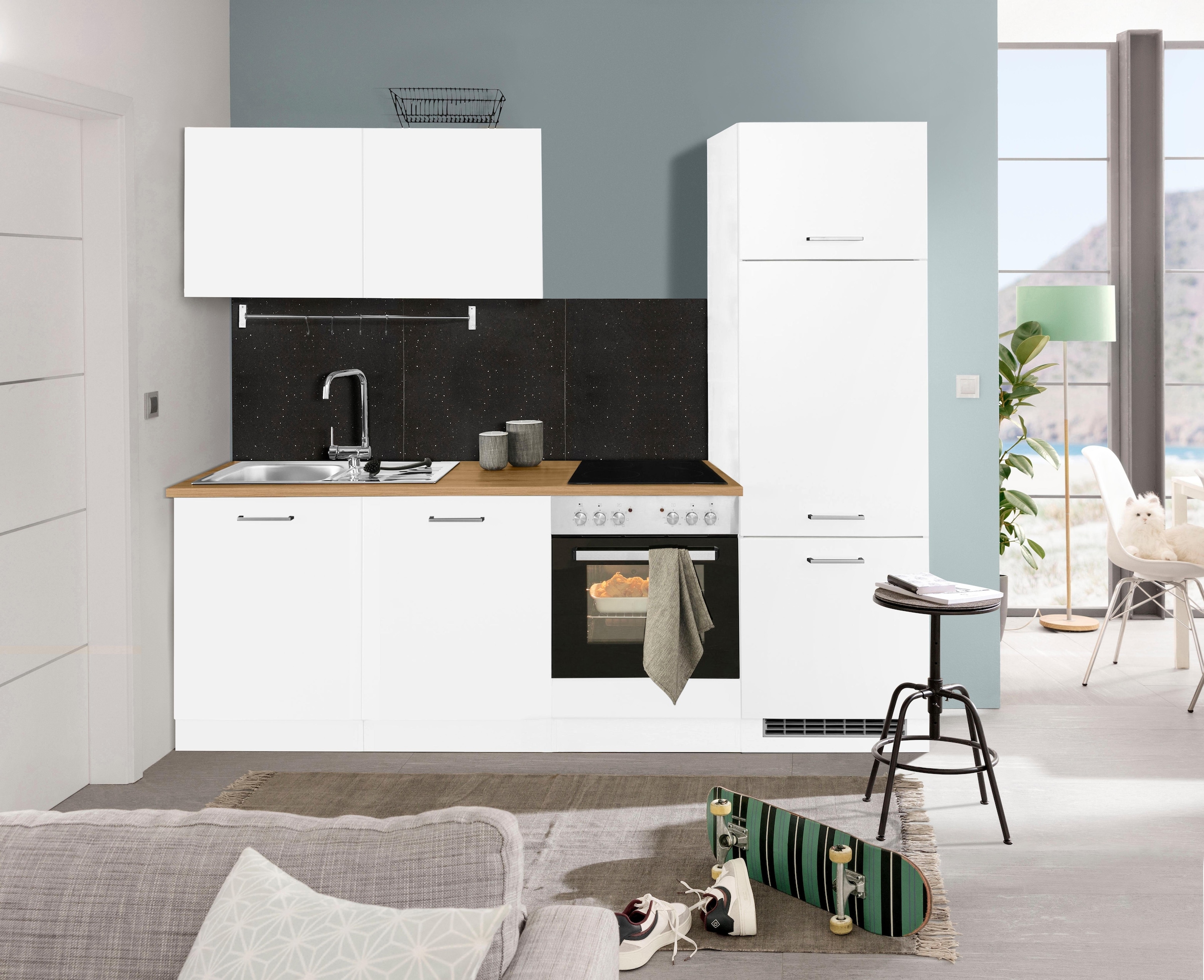 KOCHSTATION Küchenzeile »KS-Kehl«, ohne E-Geräte, Breite 240 cm, für Kühlschrank