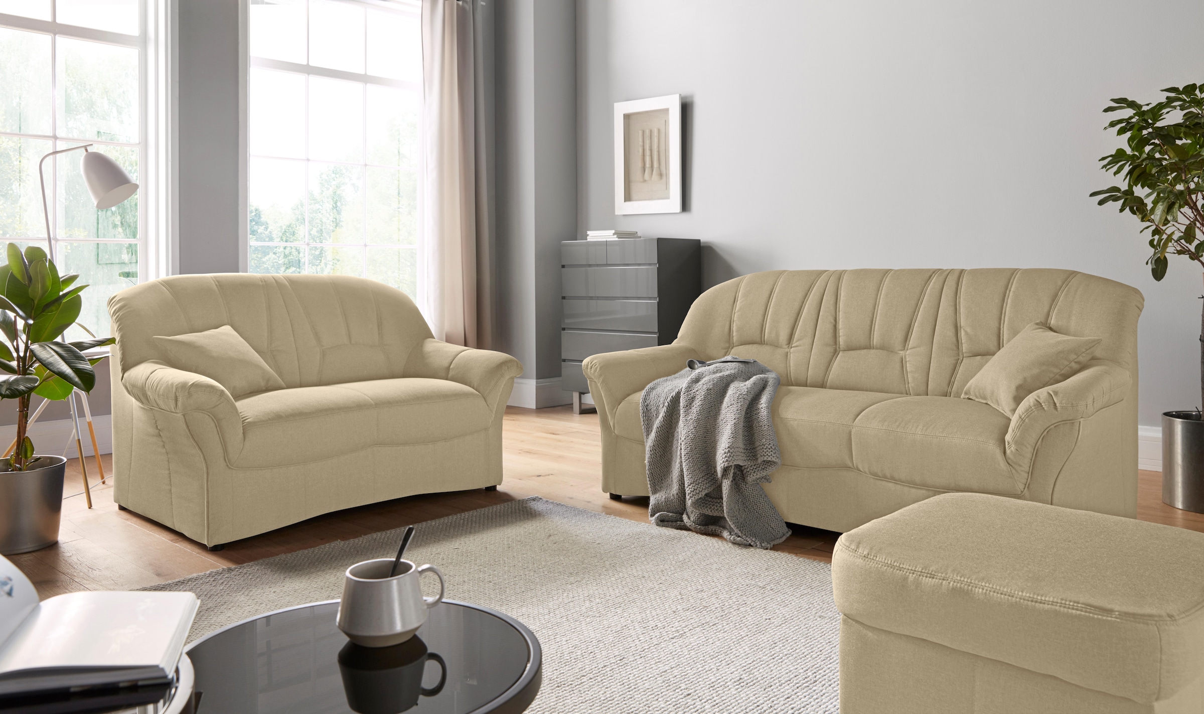 DOMO collection Polsterhocker »Bahia«, Belastbarkeit bis 140 kg pro Sitzfläche, mit praktischem Staufach