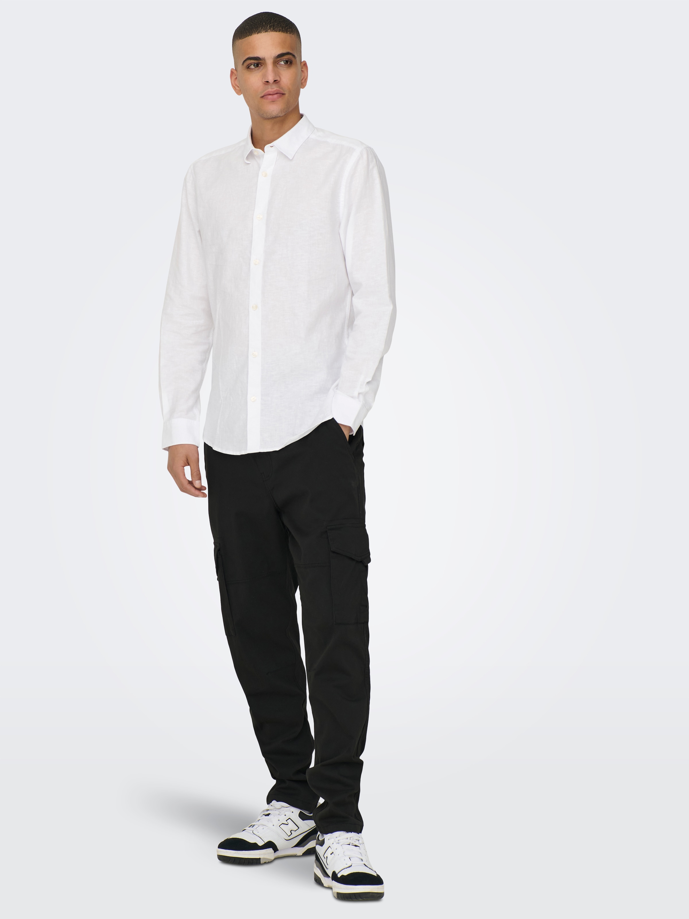 ONLY & SONS Langarmhemd »ONSCAIDEN LS SOLID LINEN SHIRT NOOS« Baumwollmischung mit Leinen, slim fit