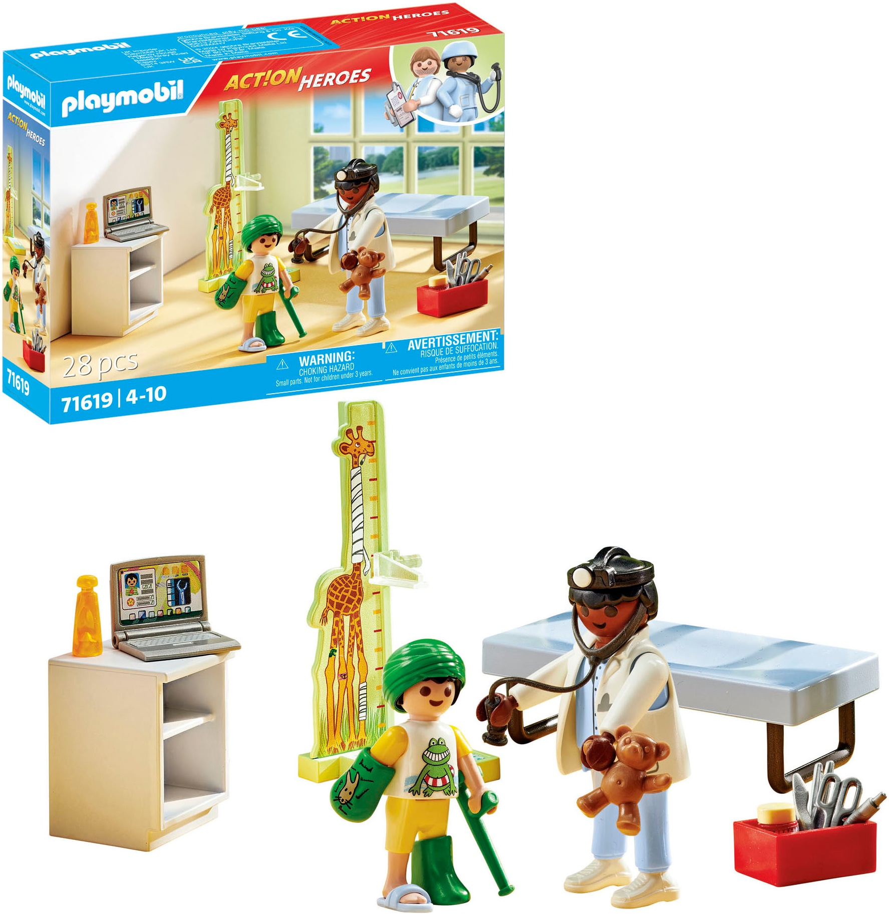 Playmobil® Konstruktions-Spielset »Kinderarzt mit Teddybär (71619), Action Heroes«, (28 St.), Made in Europe