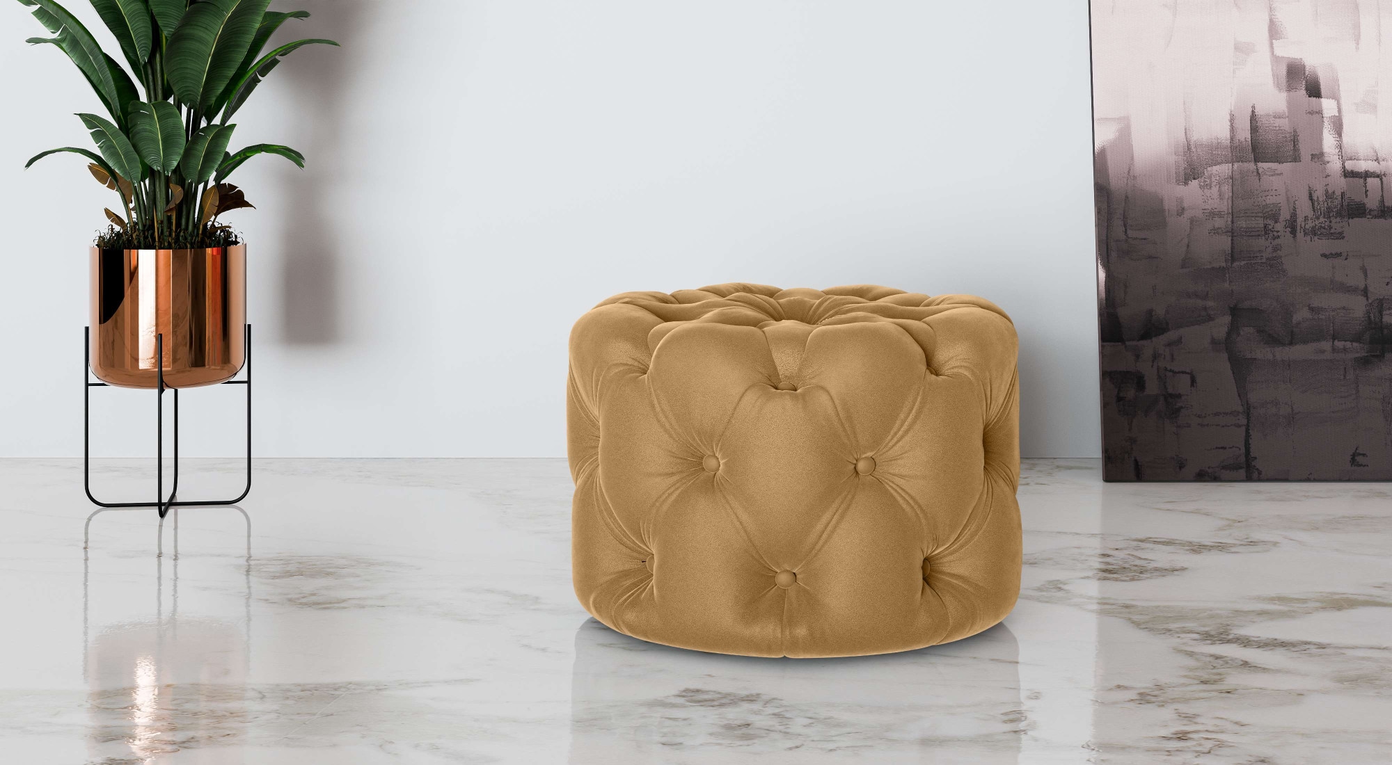 Places of Style Hocker »FOLLINA«, Polsterhocker mit klassischer Chesterfiel günstig online kaufen