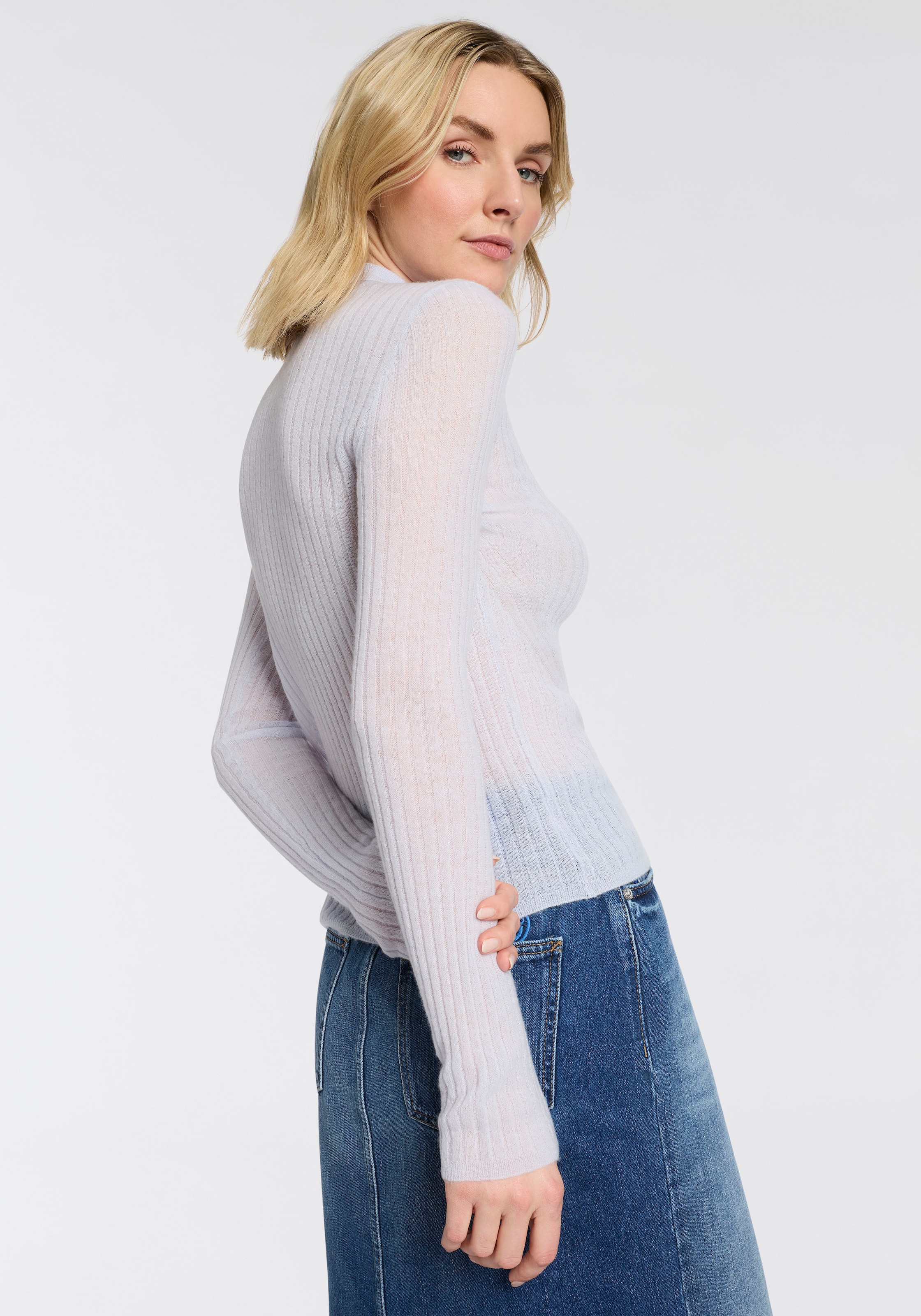 BOSS ORANGE Polokragenpullover »Fuganel Premium Damenmode« mit Knopfleiste, Rippstruktur