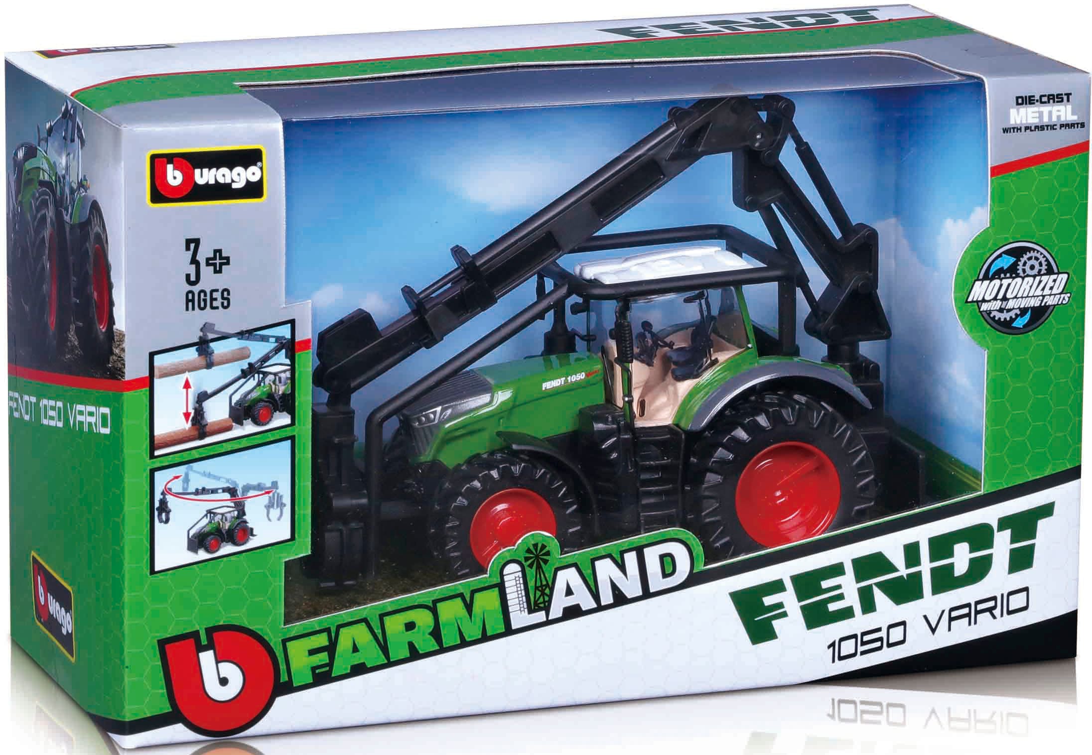 Bburago Spielzeug-Traktor »Farmland, FENDT Vario 1050 mit Holzlader«