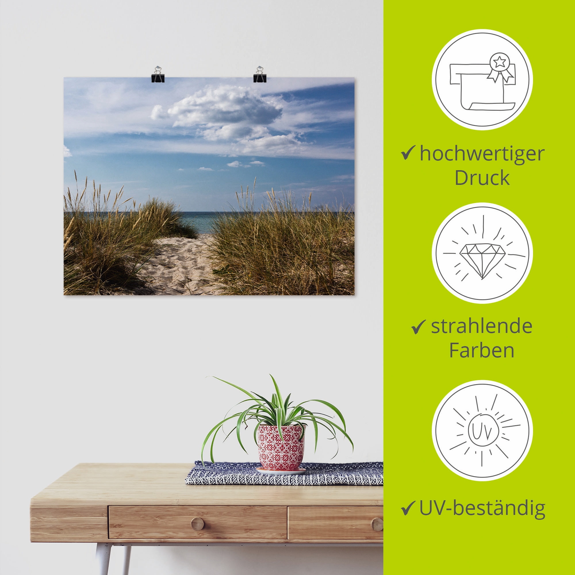 Artland Wandbild »Ostseestrand in Dänemark«, Strand, (1 St.), als Leinwandbild, Poster in verschied. Größen