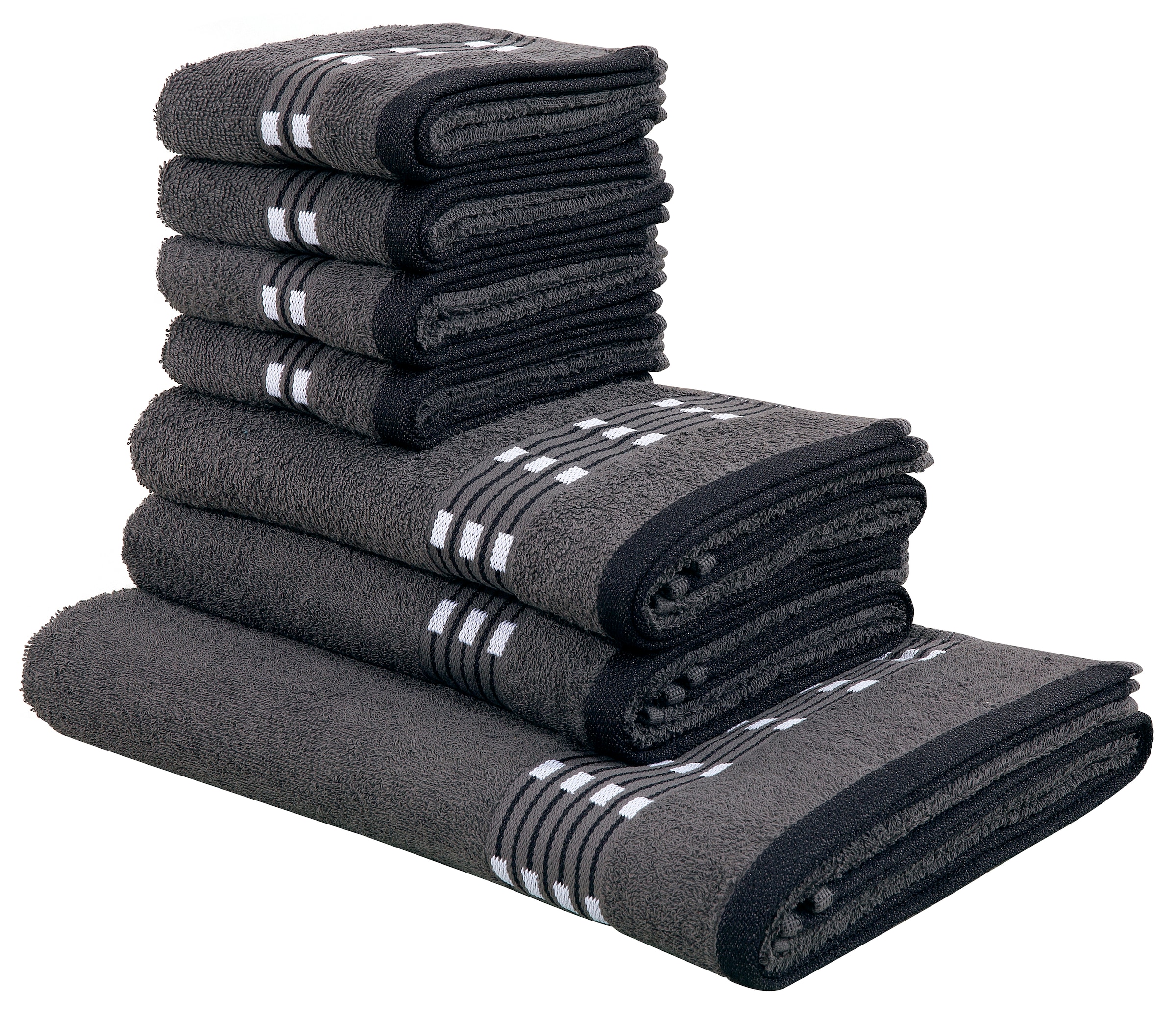 my home Handtuch Set »Jonnie«, Set, 7 tlg., Walkfrottee, Handtücher aus 100%  Baumwolle, Handtuchset mit gemusterter Bordüre bequem und schnell bestellen