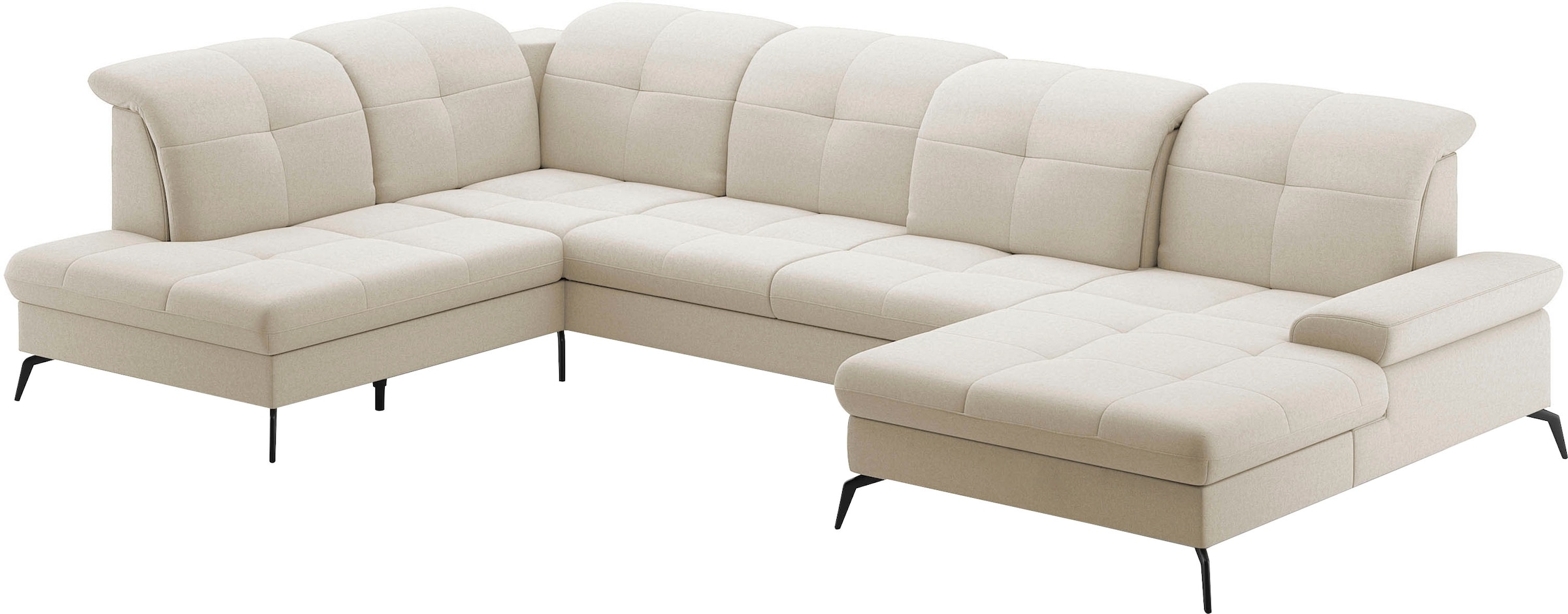 sit&more Wohnlandschaft »Amica, U-Form, inkl. Sitztiefenverstellung und Armteilverstellung«, wahlweise mit Kopfteilverstellung, Bettfunktion und Bettkasten
