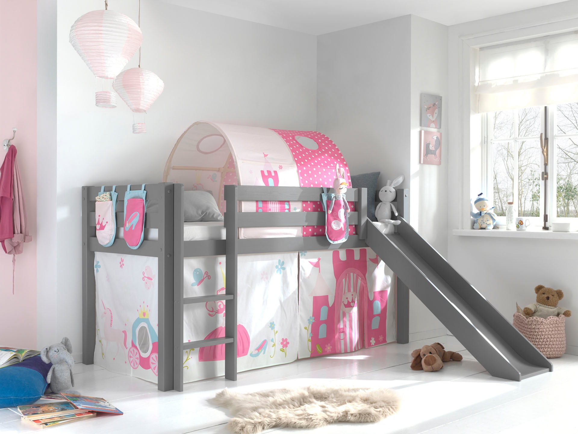 Vipack Hochbett "Pino, Spielbett massiv Kiefer, stabil gebaut, 3 Korpusfarb günstig online kaufen