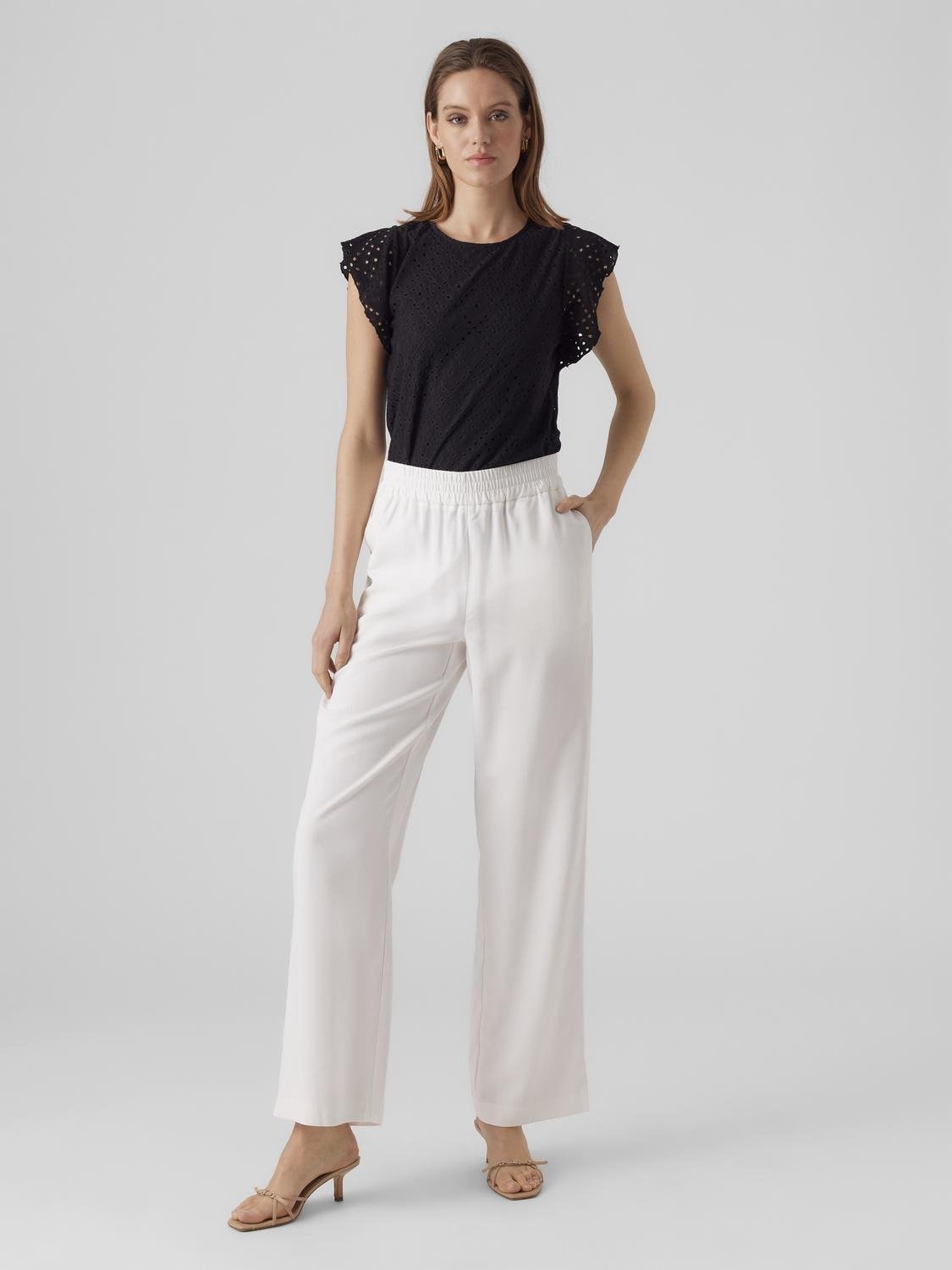 Vero Moda Rundhalsshirt »VMTASSA SL FRILL TOP NOOS«