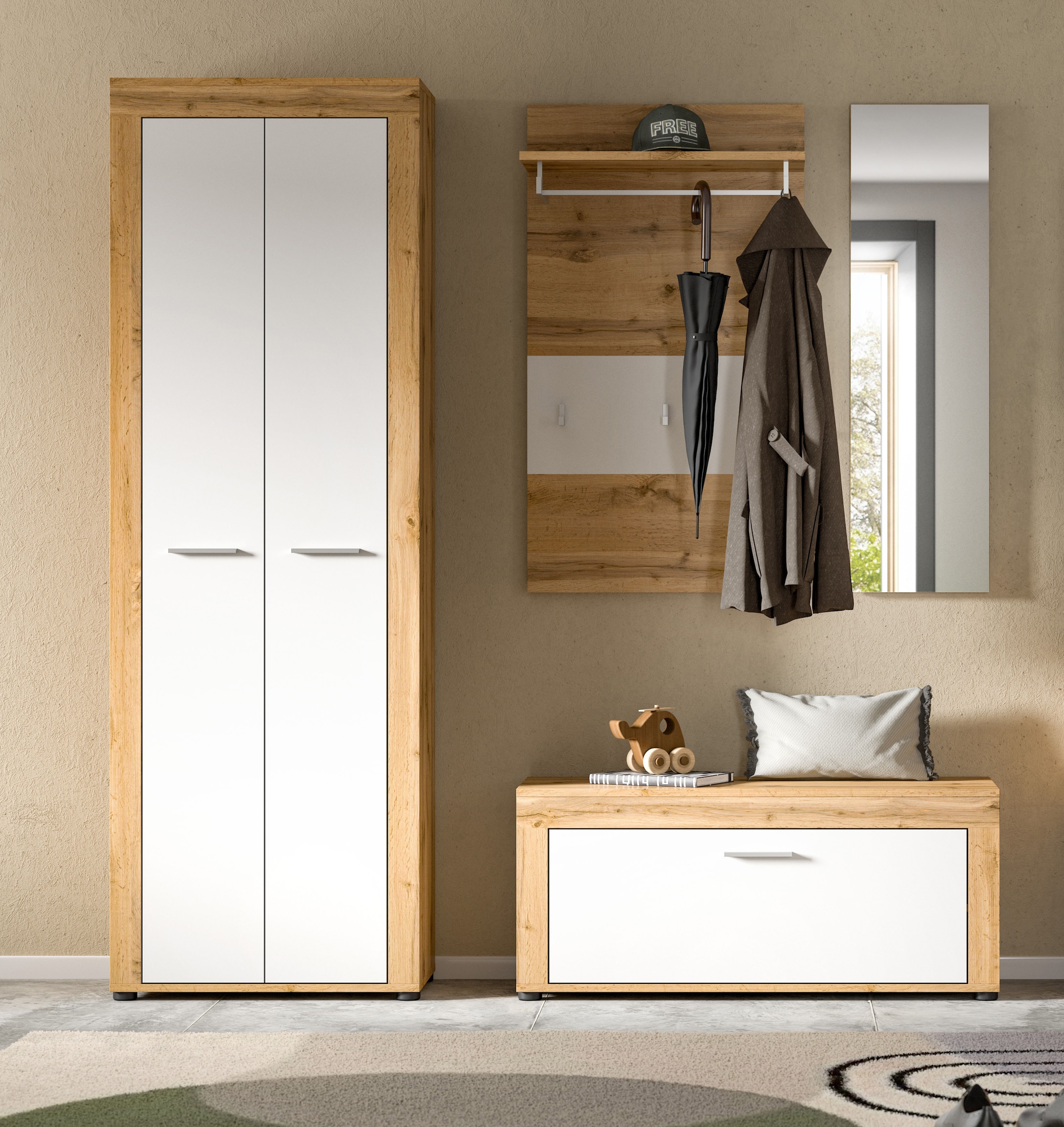 INOSIGN Garderoben-Set »Aosta«, (Set, 4 St.), Aosta, Höhe 191 cm, 4-tlg. Garderobenset, Flur, Diele