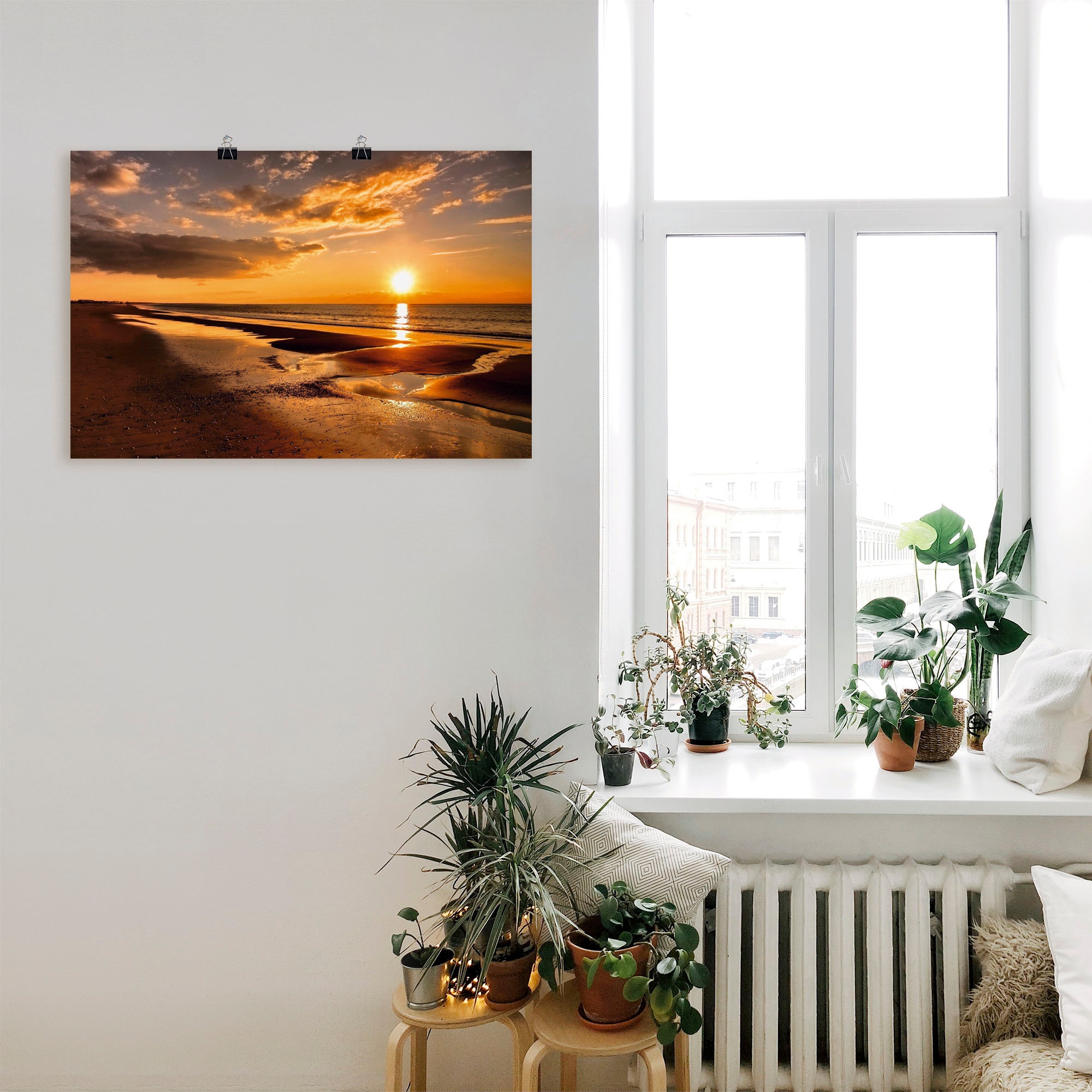 Artland Wandbild "Sonnenuntergang am Mittelmeer", Strand, (1 St.), als Lein günstig online kaufen