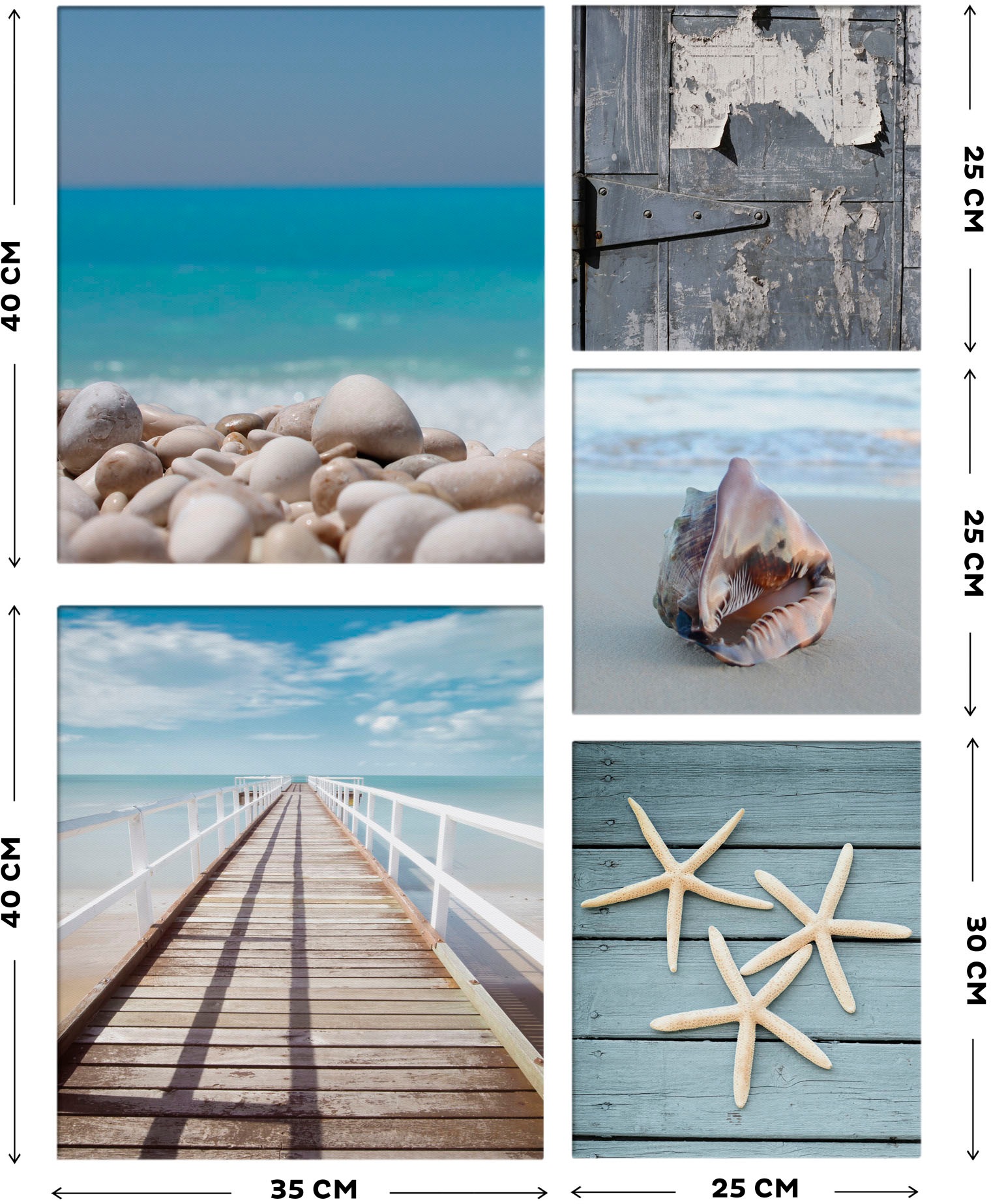 Art for the home Leinwandbild »Set Strand«, (Set, 5 St.), SET 5-teilig Strand 80 x 60 cm