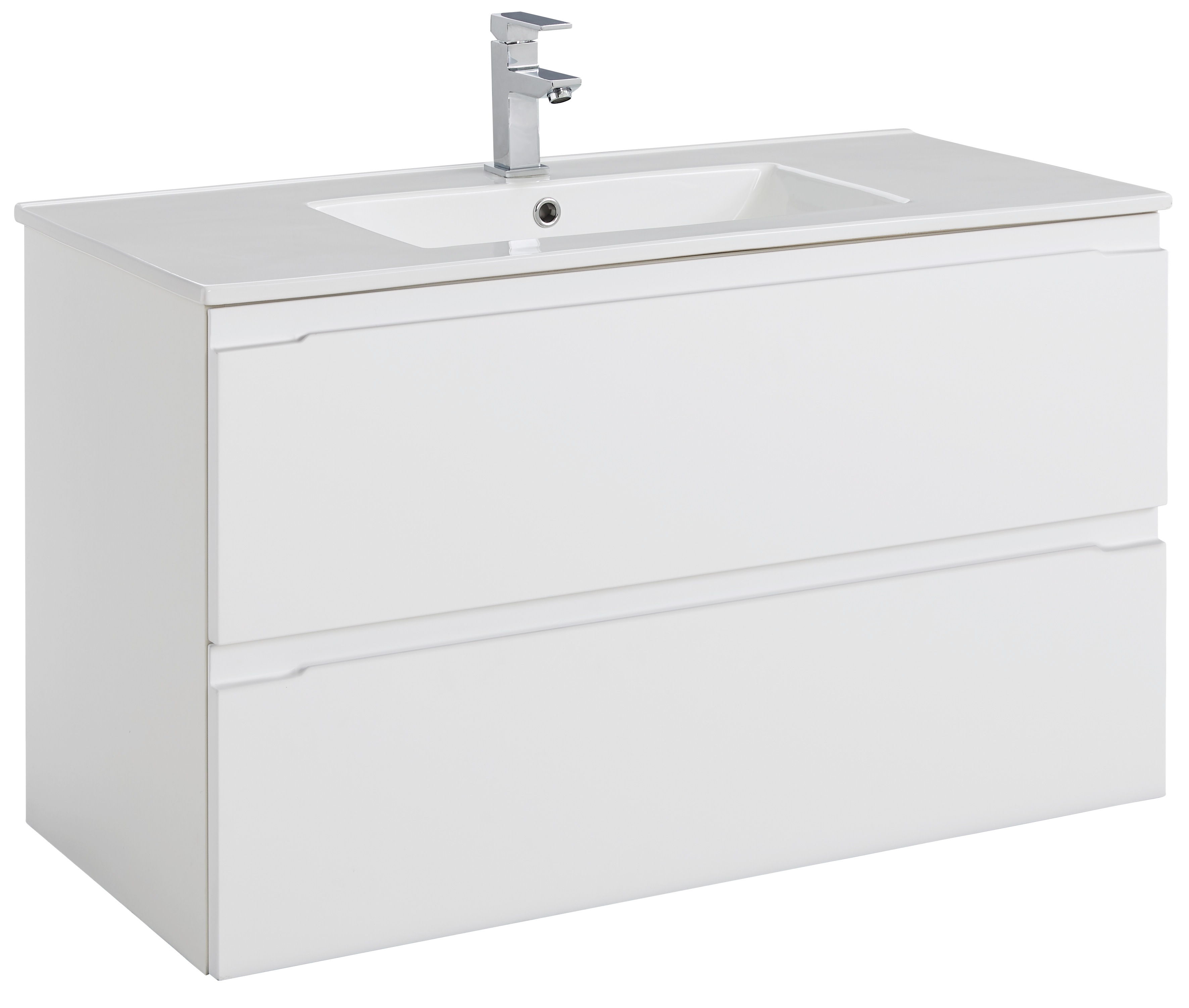 Waschtisch „Star“, Badmöbel inkl. Waschbecken, Breite 100 cm, weiß + weiß