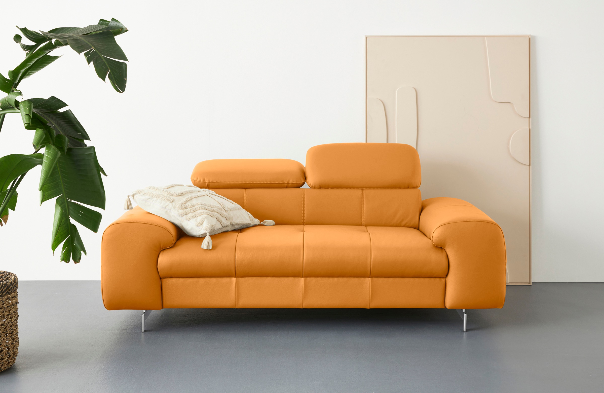 COTTA 2-Sitzer »Chef«, Big-Sofa mit Kopfteilverstellung, edle Metallkufen günstig online kaufen