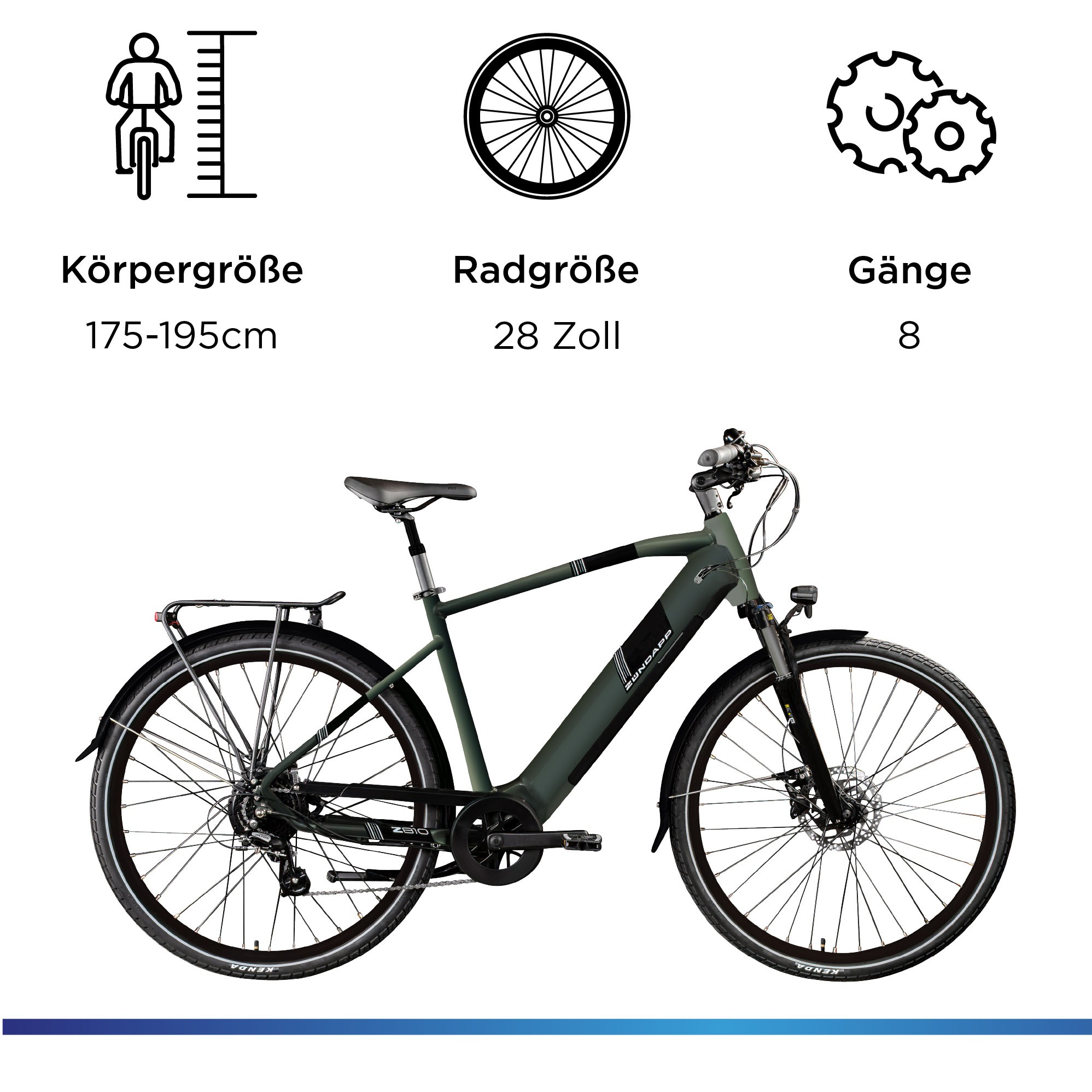Zündapp E-Bike »Z810«, 8 Gang, Shimano, Altus RD-M310, Heckmotor 250 W
