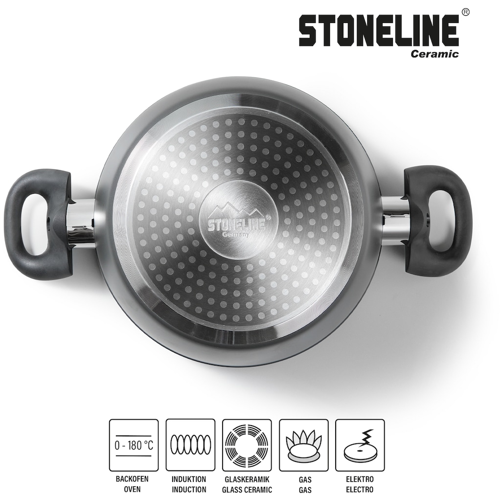 STONELINE Topf-Set »CERAMIC«, Aluminium, (Set, 6 tlg., 1x Bratentopf Ø 24 cm, 1x Kasserolle Ø 18 cm, 1x Kochtopf Ø 20 cm)