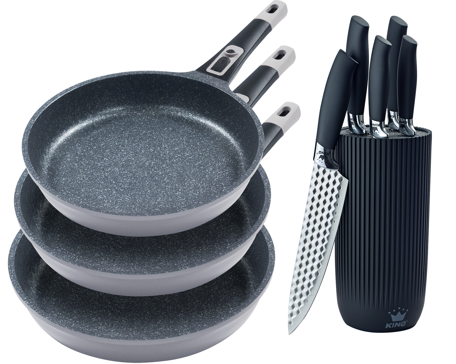 KING Pfannen-Set »»Moonscape 3er«, inkl. Messer-Set« Aluminiumguss Set, 3 P günstig online kaufen