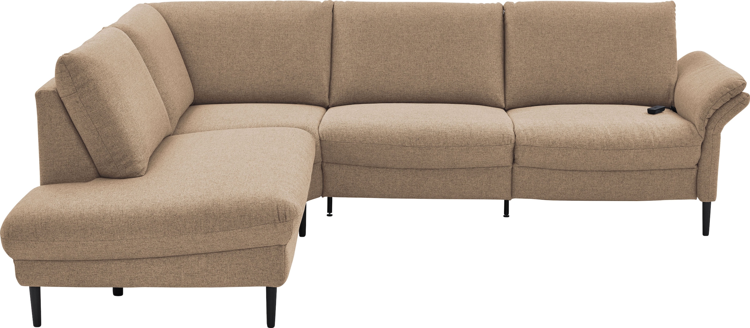 Places of Style Ecksofa »Sarsina: mit Tonnentaschen-Federkern, perfekt zum Entspannen L-Form«, inklusive 2 motorischen Relaxfunktionen mit Herz-Waage-Beschlag