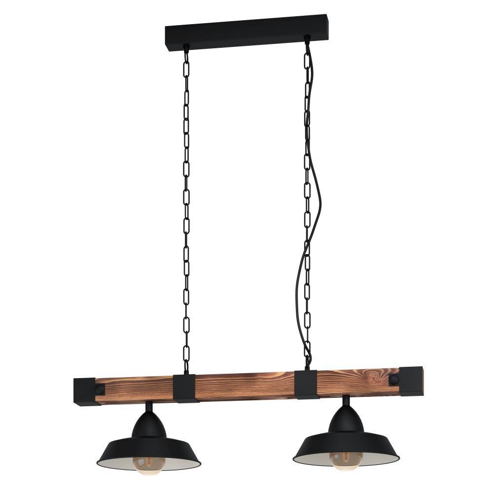 EGLO Hängeleuchte »OLDBURY«, 2 flammig, Leuchtmittel E27 | ohne Leuchtmittel, Vintage Pendelleuchte, Schwarz, braun, E27, 86 cm, FSC zertifiziert