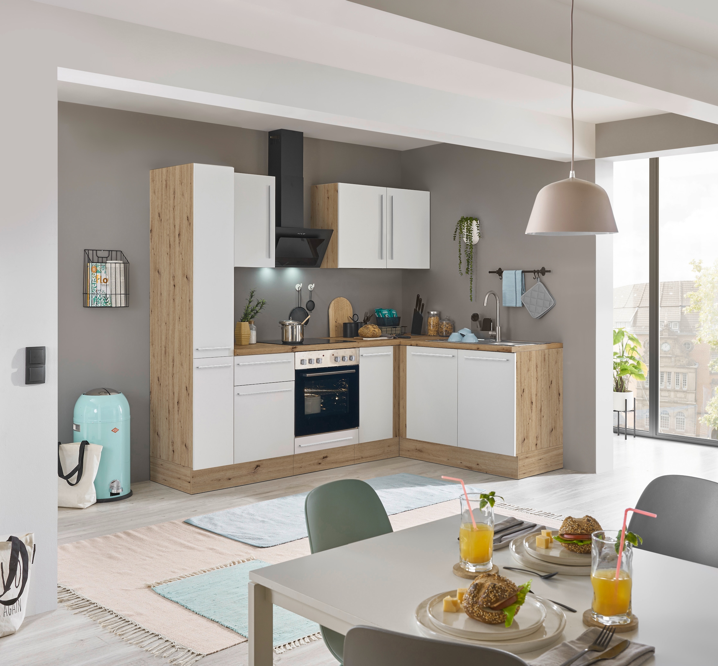 KOCHSTATION Winkelküche »Florida, Stellbreite 240x165 cm«, wahlweise mit E-Geräten, mit Softclose für Türen und Schubkästen