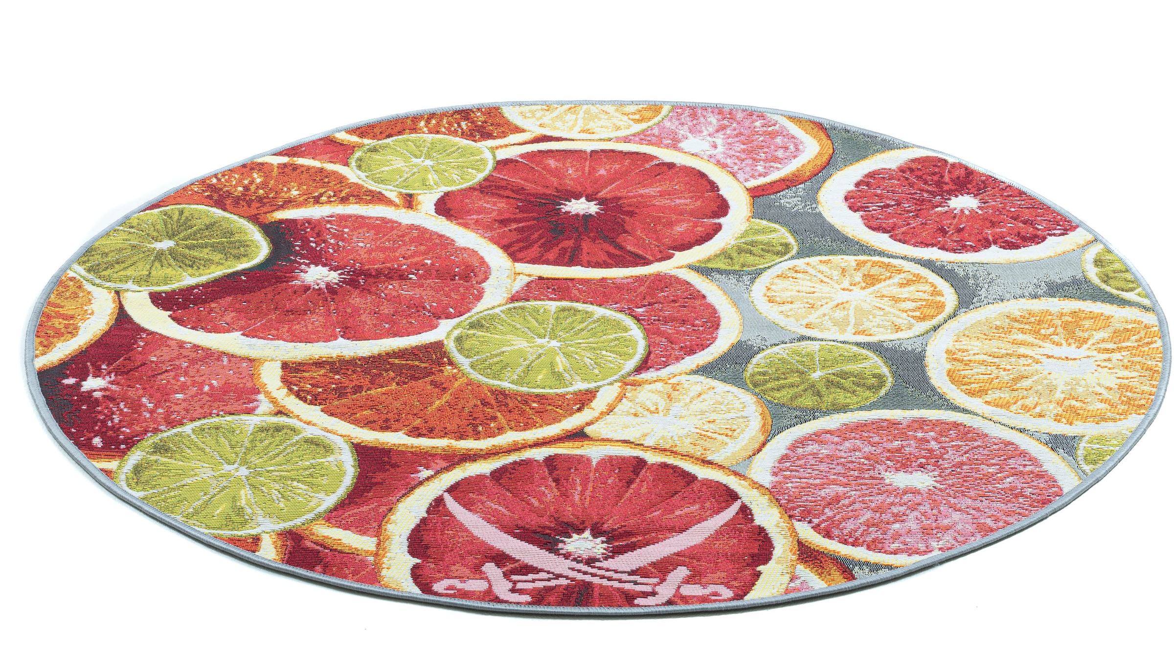 Sansibar Teppich »Rantum Beach 003«, rund, 5 mm Höhe, Flachgewebe, modernes Sommer Design, In- und Outdoor geeignet