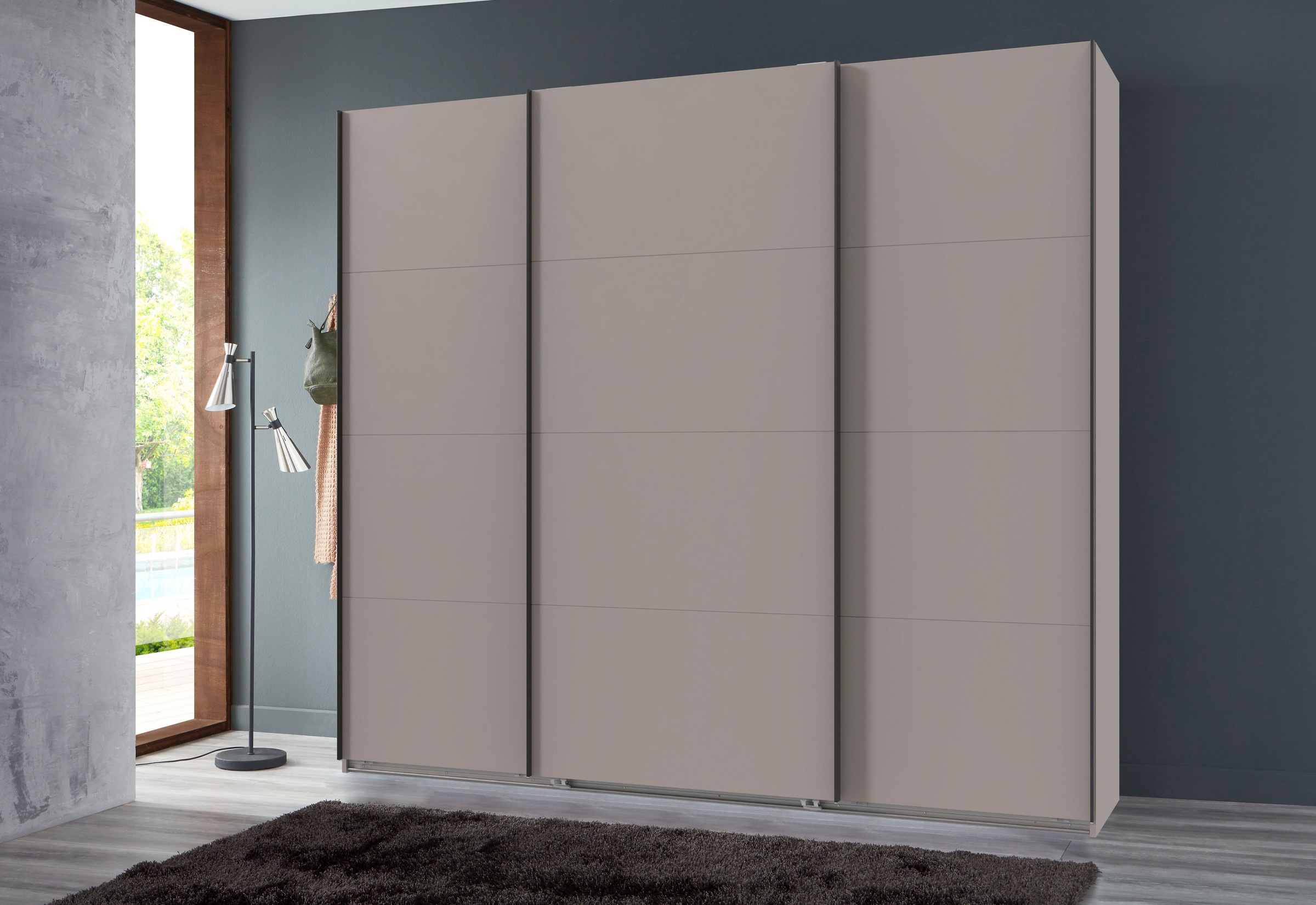 Wimex Schwebetürenschrank »Mugano, Made in Germany, Lieferung bis in Deine Etage und Stellort«, (wähle Deine Ausstattung: Basic oder Premium!), 3 Schwebetüren, große Größen, mit oder ohne Spiegel, Metallgriffe