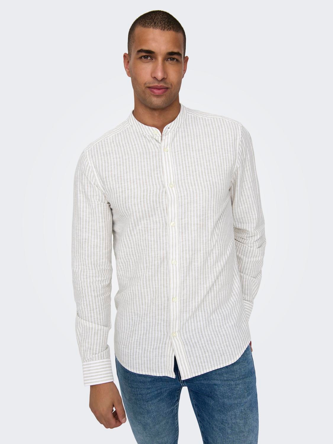 ONLY & SONS Langarmhemd »ONSCAIDEN LS MAO STRIPE LINEN SHIRT NOOS«