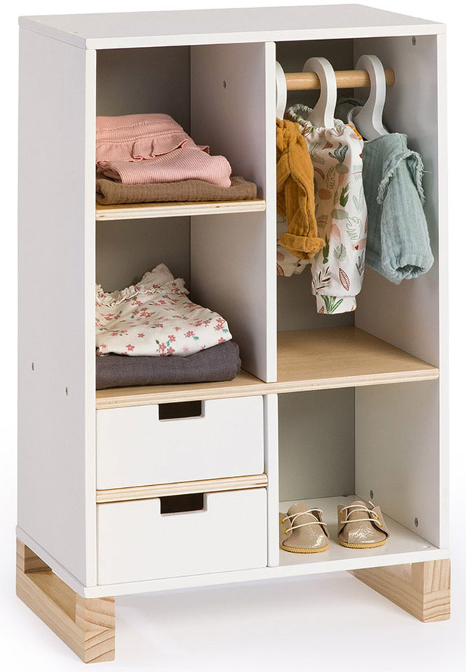 Puppenkleiderschrank »Holzspielzeug, Viola, weiß/natur/grau«