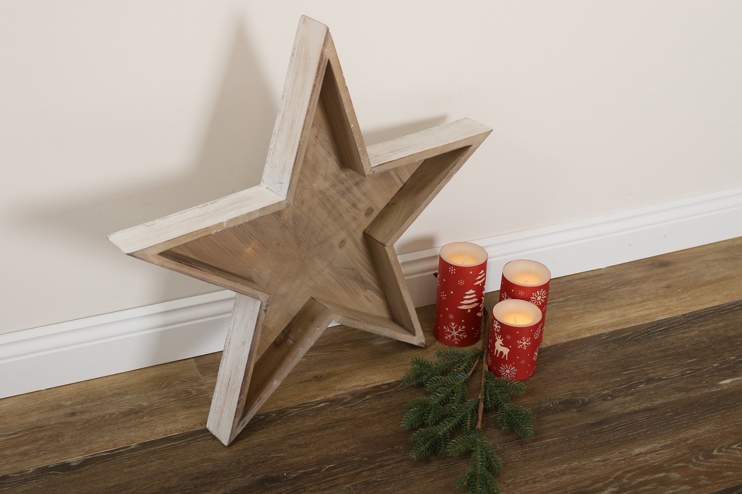 Myflair Möbel & Accessoires Dekostern »Weihnachtsstern, Quania, Weihnachtsdeko«, (1 St.), aus Holz, Ø ca. 60 cm