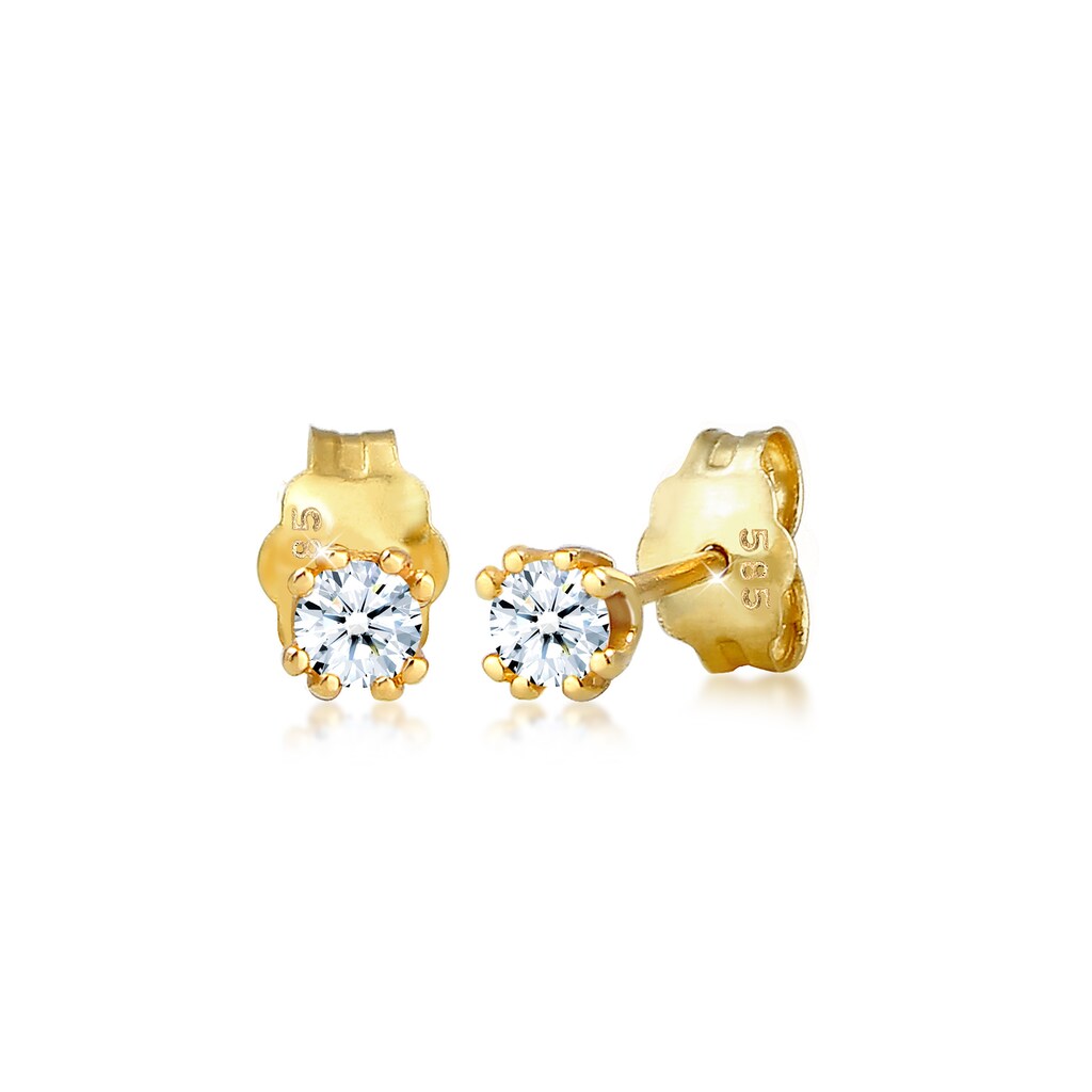 Elli DIAMONDS Paar Ohrstecker »Solitär Stecker Diamant (0.06 ct.) 585 Gelbgold«