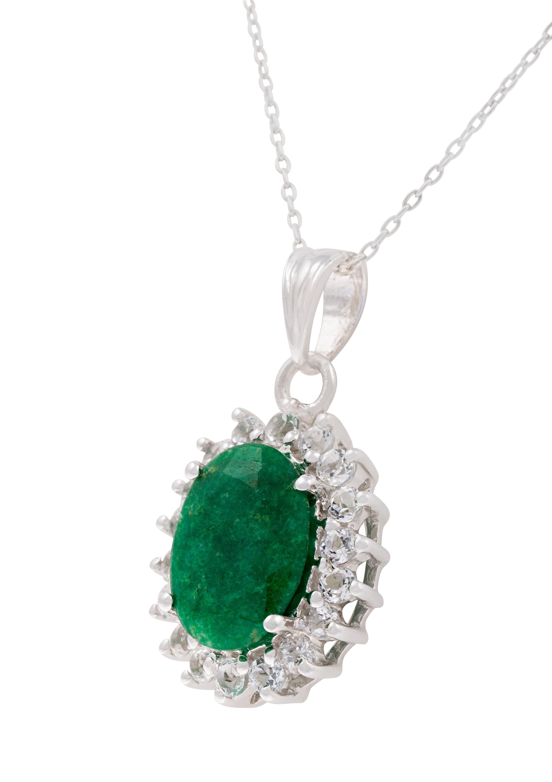 2. Bild von Firetti Kette mit Anhänger »Schmuck Geschenk Silber 925 Halsschmuck Halskette Ankerkette«, mit Smaragd (beh.), Topas