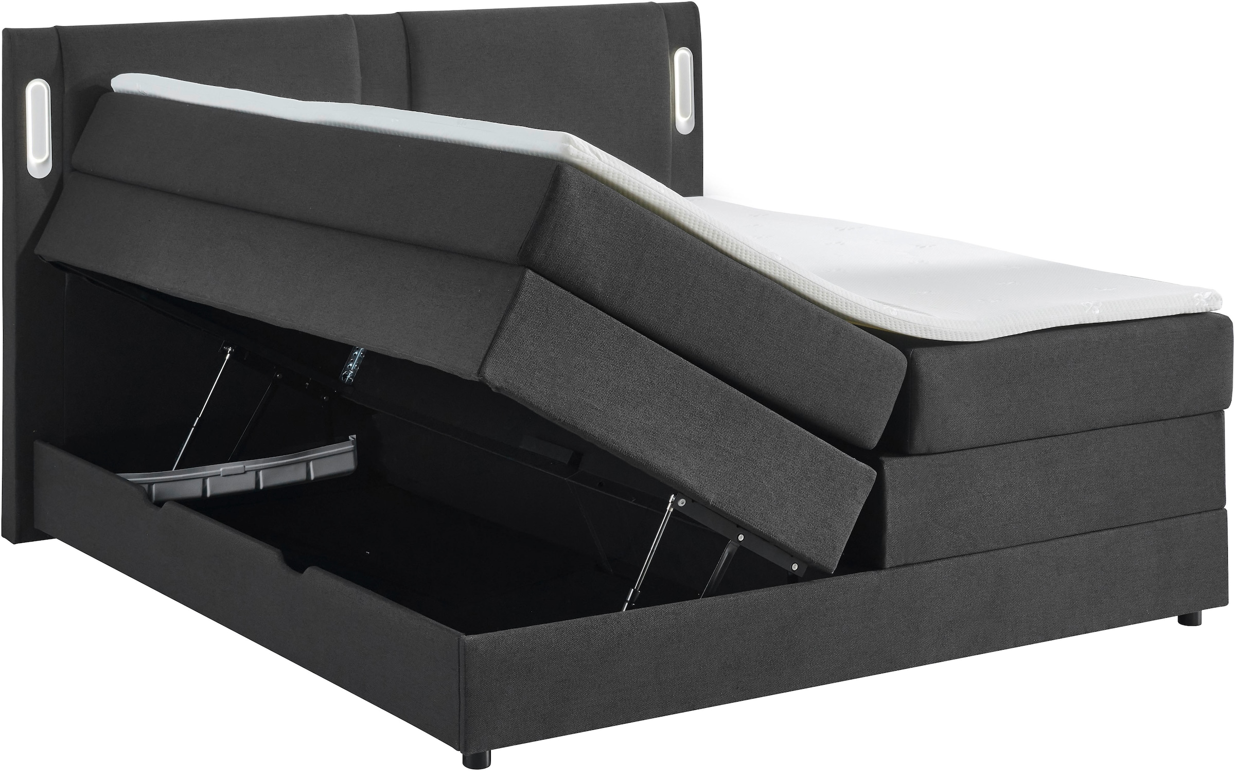INOSIGN Boxbett »Elverta inkl. Bettkasten und LED-Beleuchtung« erhältlich in der Breite 180x200cm, Kopfteil in Kissenoptik