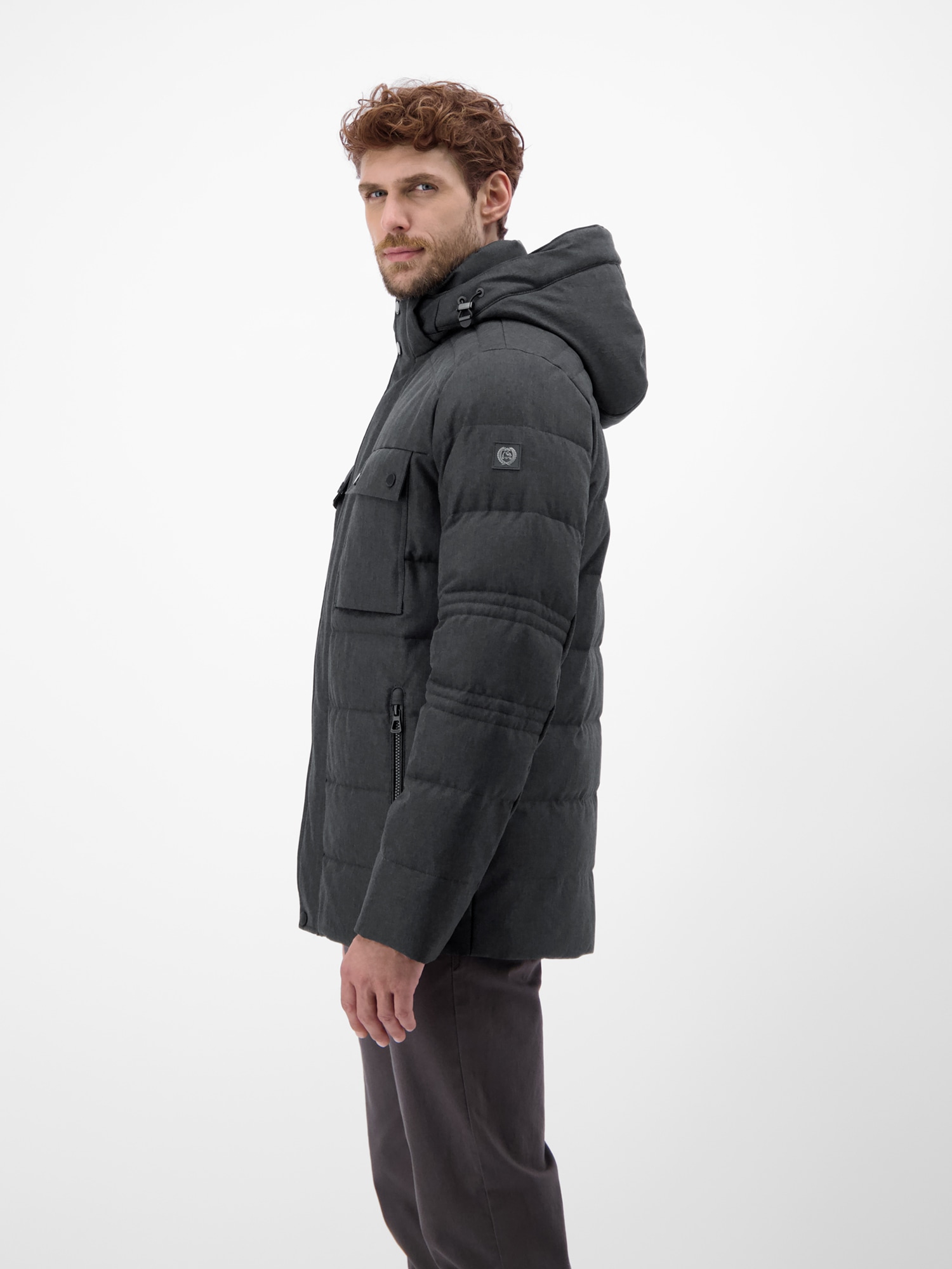 LERROS Steppjacke »LERROS Herren Fieldjacket in Woll-Optik«, mit Kapuze, Wasser- und windabweisend, atmungsaktiv