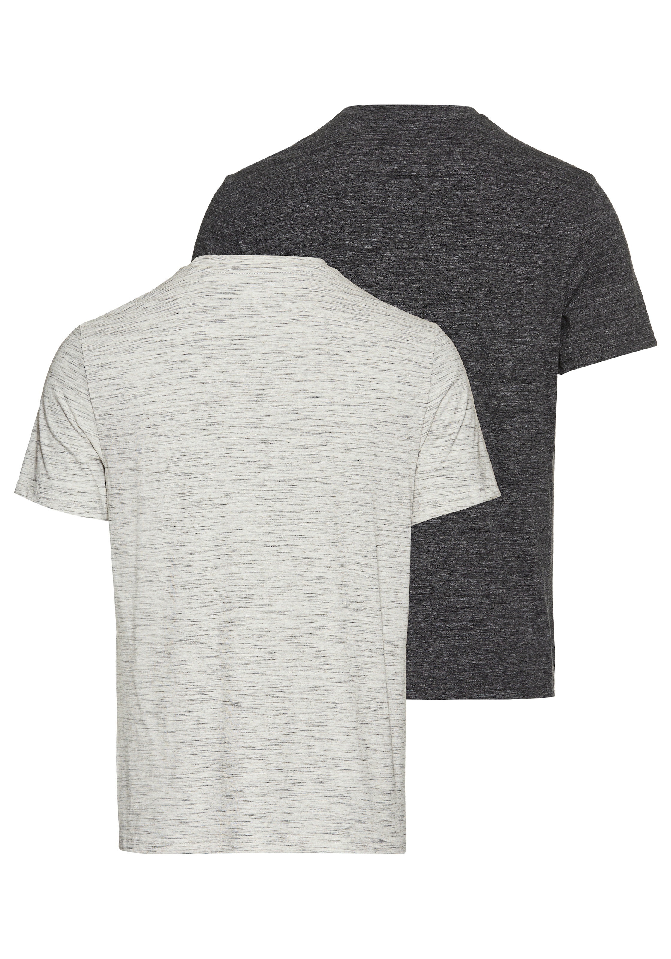 DELMAO T-Shirt, (Packung, 2-er Pack), in hochwertiger Melange-Optik mit dezenter Logo-Stickerei