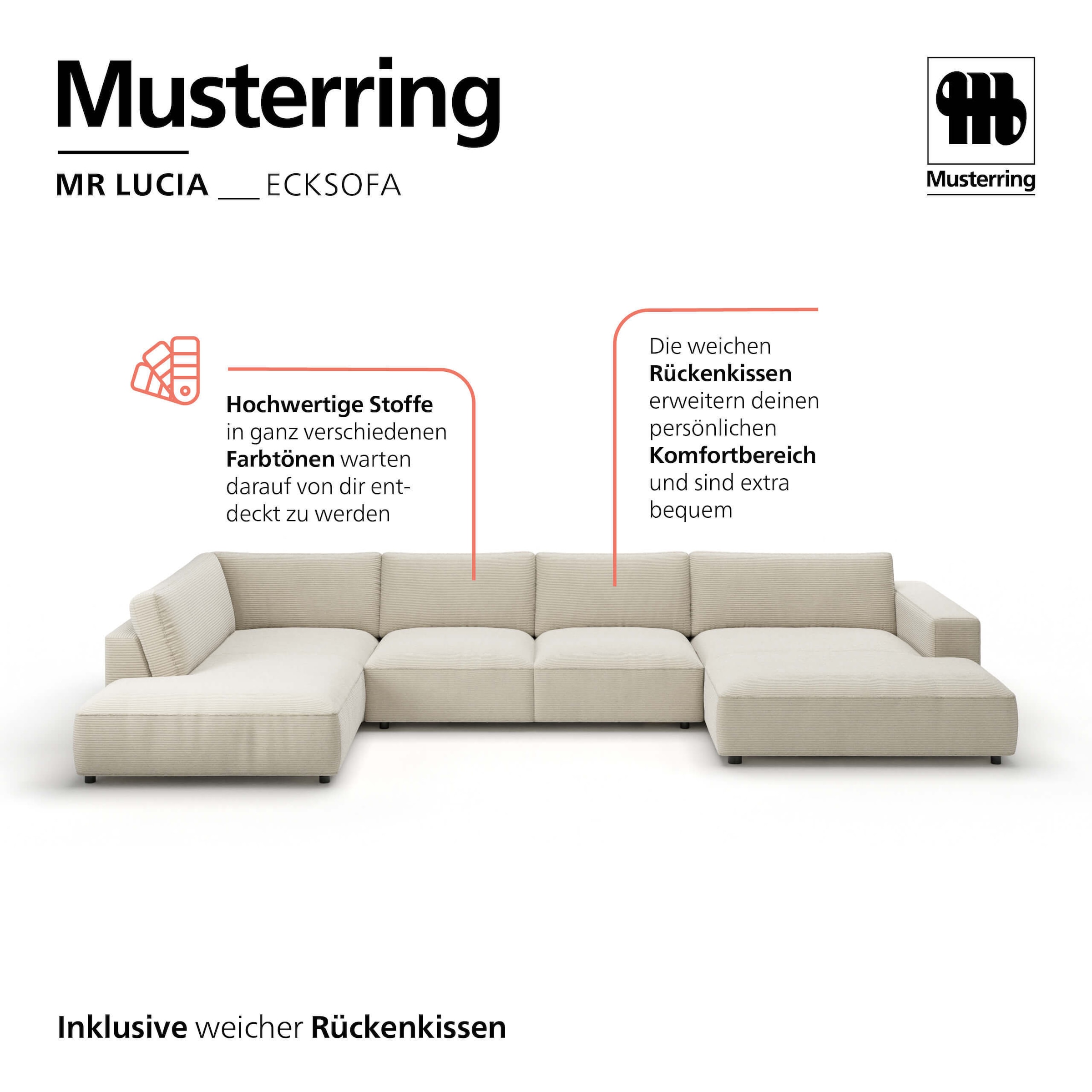 Musterring Wohnlandschaft »MR LUCIA, das ultimative Raumwunder von Musterring« Gigantische Fläche, erstklassige Kammerkissen & Luxus-Komfort