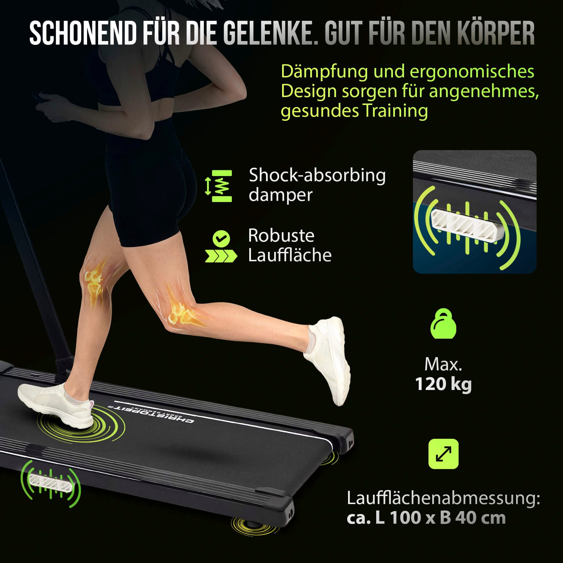 Christopeit Sport® Laufband »Laufband Walk Run Pro 2 in 1« bis max. 12 km/h, klappbar, 120 kg max. Benutzergewicht