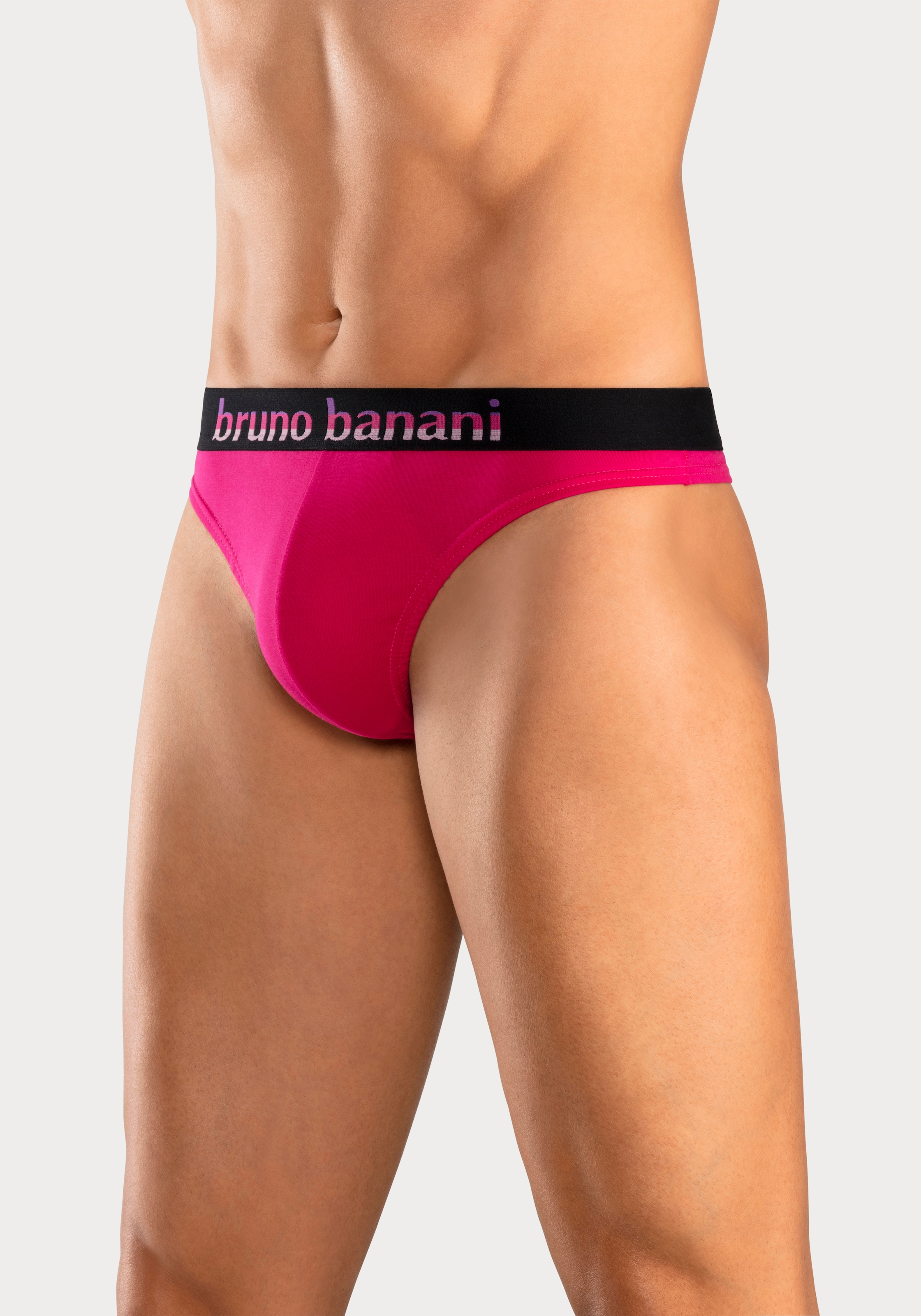 Bruno Banani String, (Packung, 5 St.), mit Streifen Logo Webbund