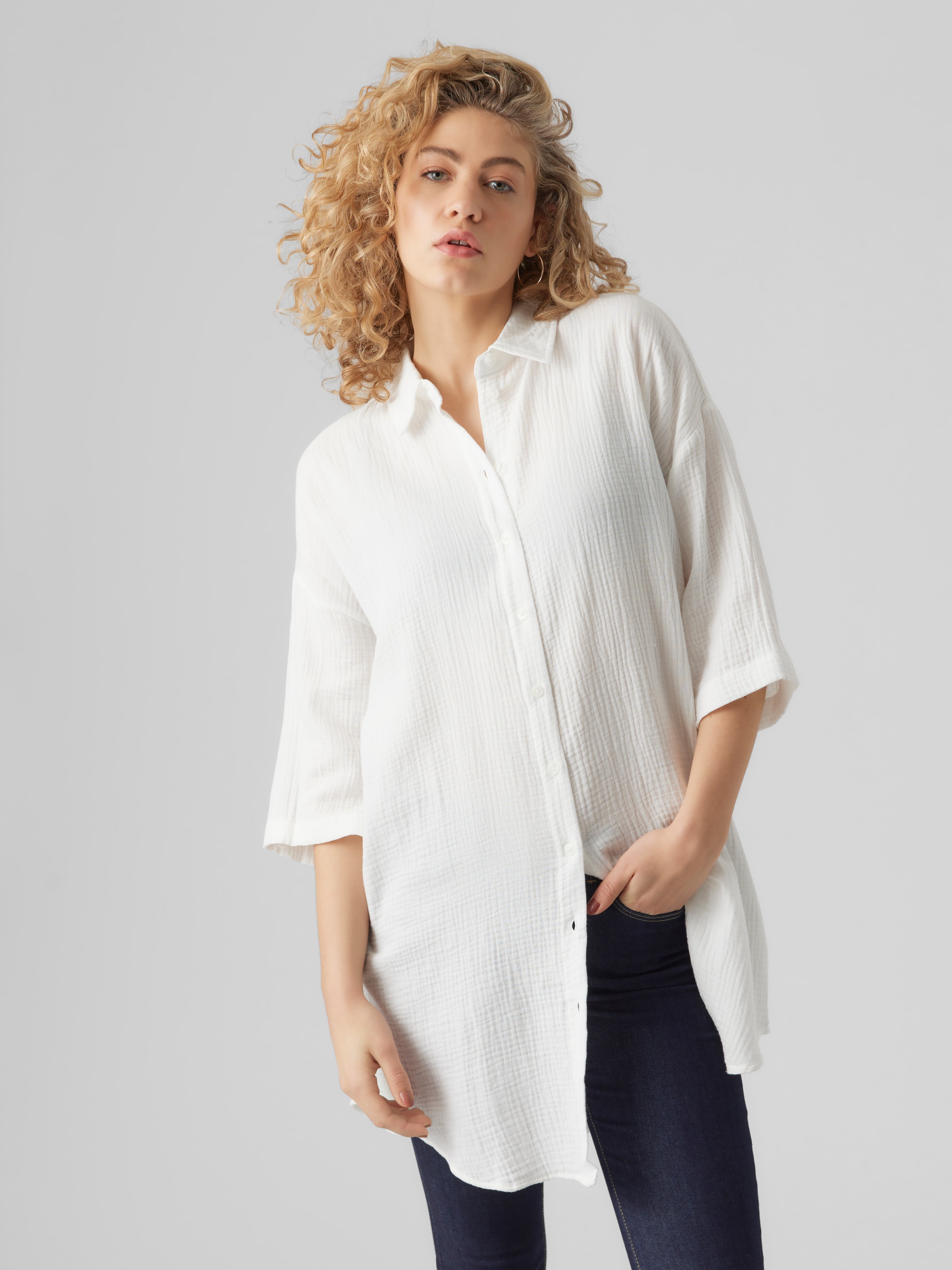 Vero Moda Hemdblusenkleid »VMNATALI 3/4 LONG OVERSHIRT  NOOS« Sommerkleid, mit 3/4 Ärmel